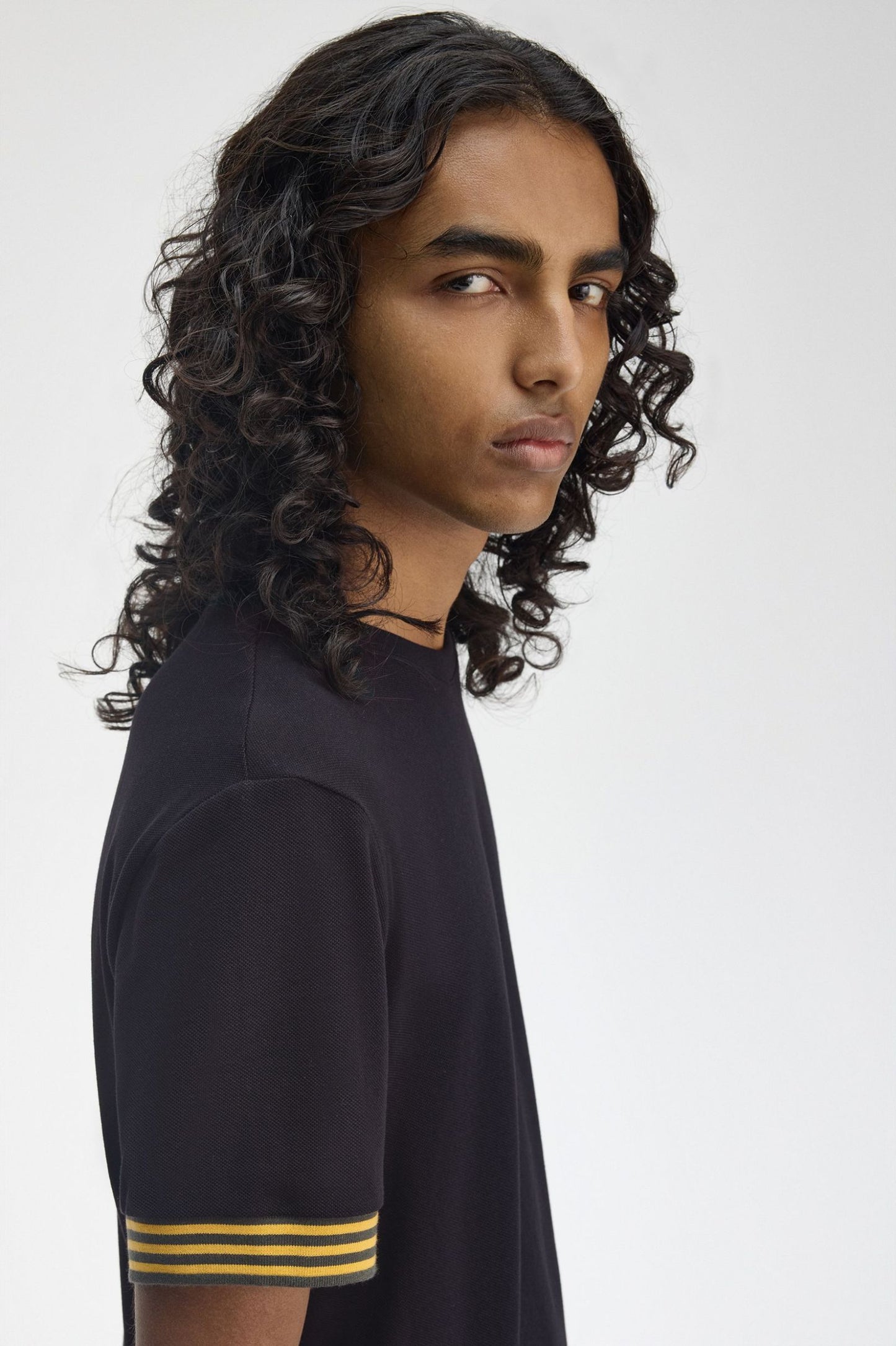 Fred Perry Striped Cuff T-Shirt Black