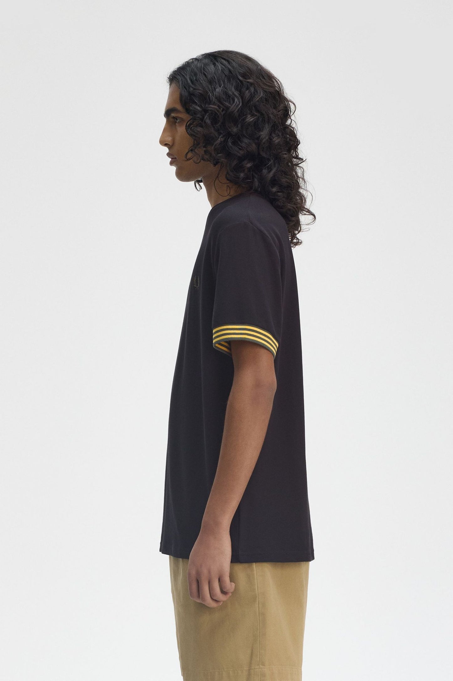 Fred Perry Striped Cuff T-Shirt Black