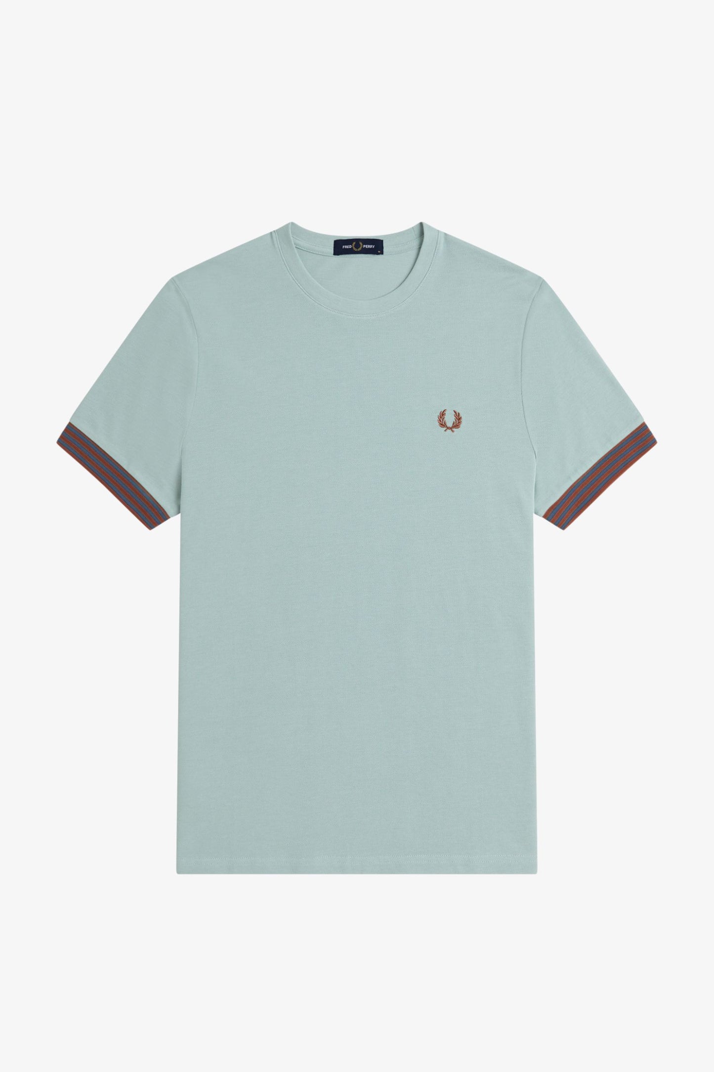 Fred Perry Striped Cuff T-Shirt Silver Blue