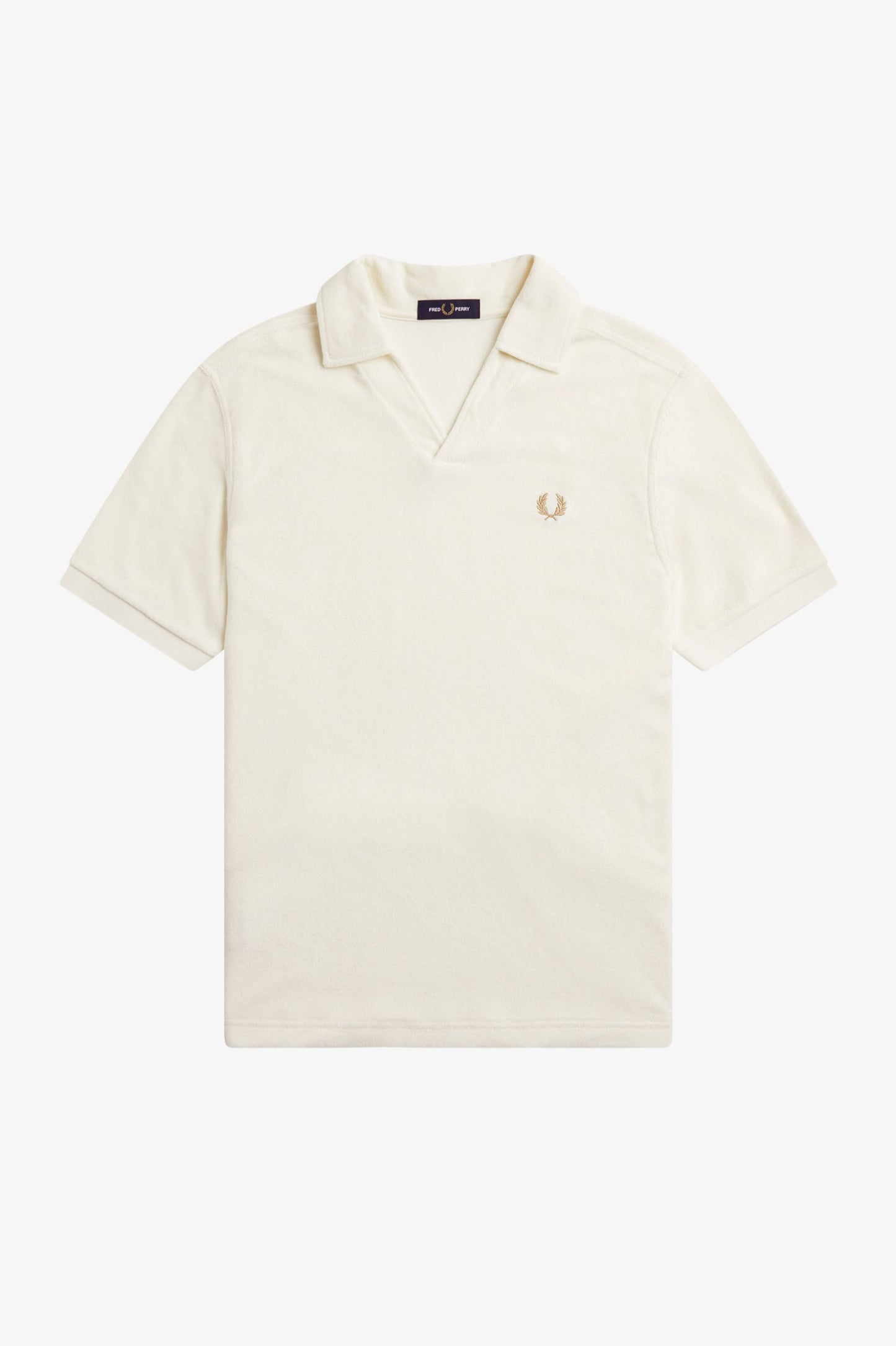 Fred Perry Open Collar Towelling Polo Shirt Ecru