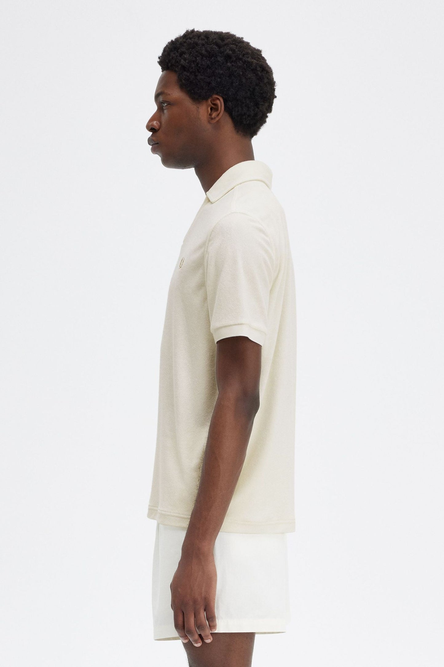 Fred Perry Open Collar Towelling Polo Shirt Ecru