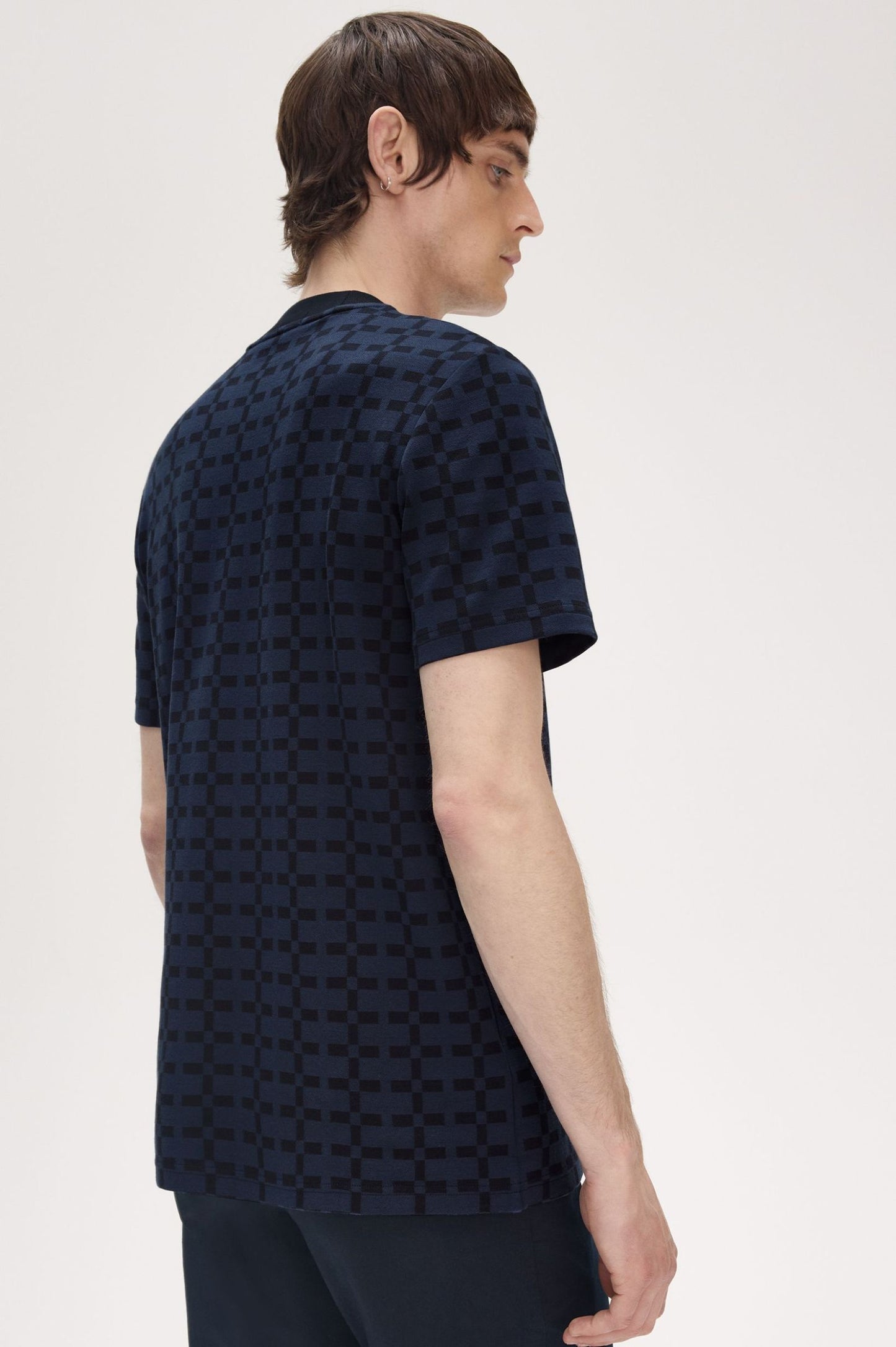 Fred Perry Geometric Jacquard T-Shirt Navy