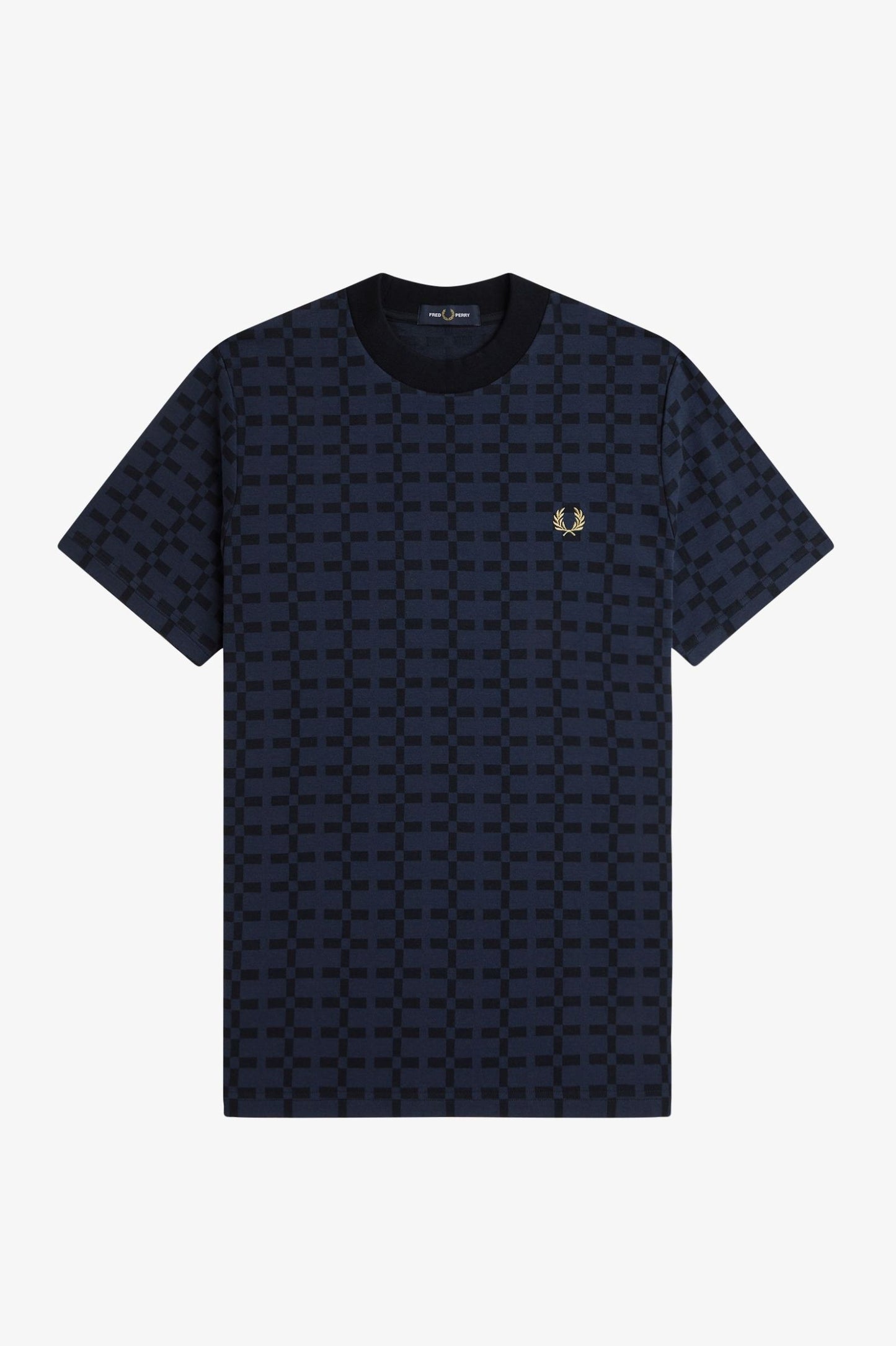 Fred Perry Geometric Jacquard T-Shirt Navy