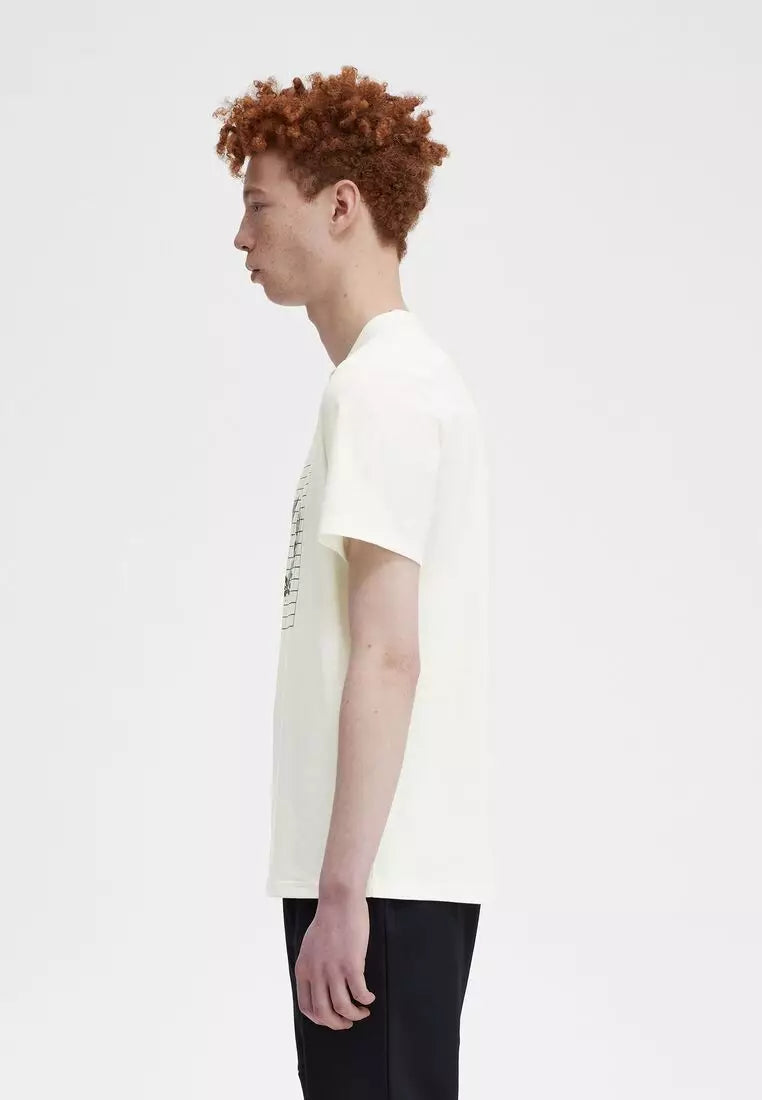 Fred Perry Laurel Wreath Grid T-Shirt Snow White