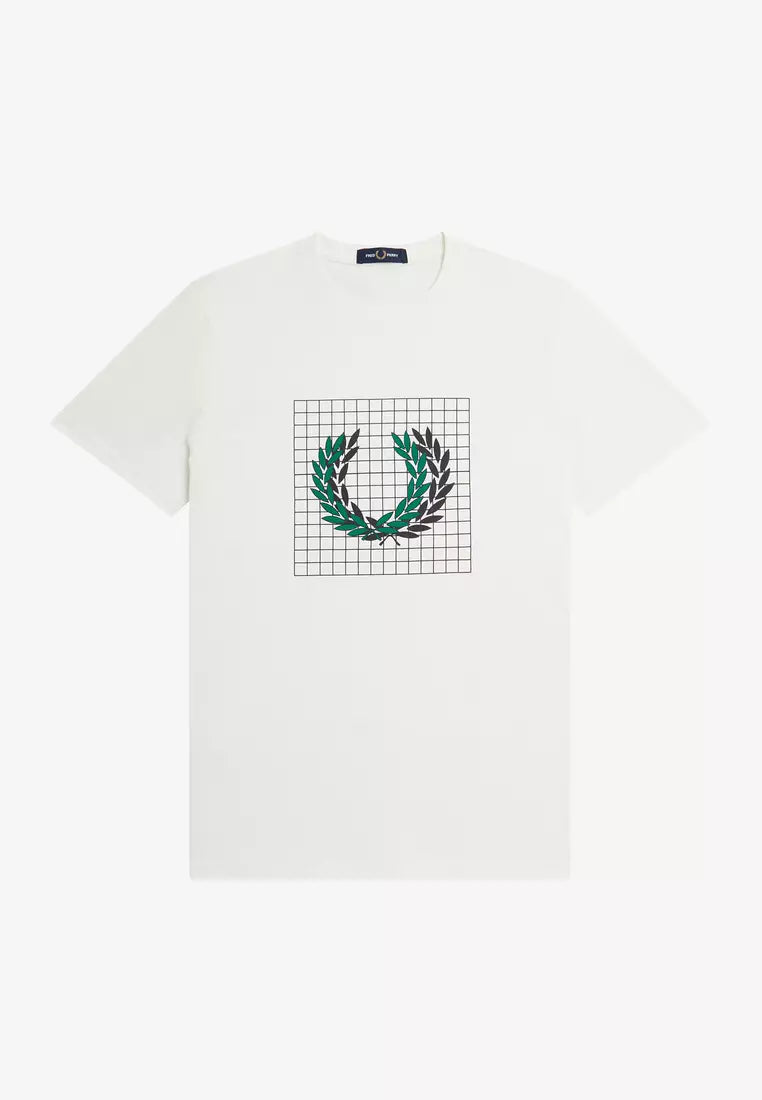 Fred Perry Laurel Wreath Grid T-Shirt Snow White
