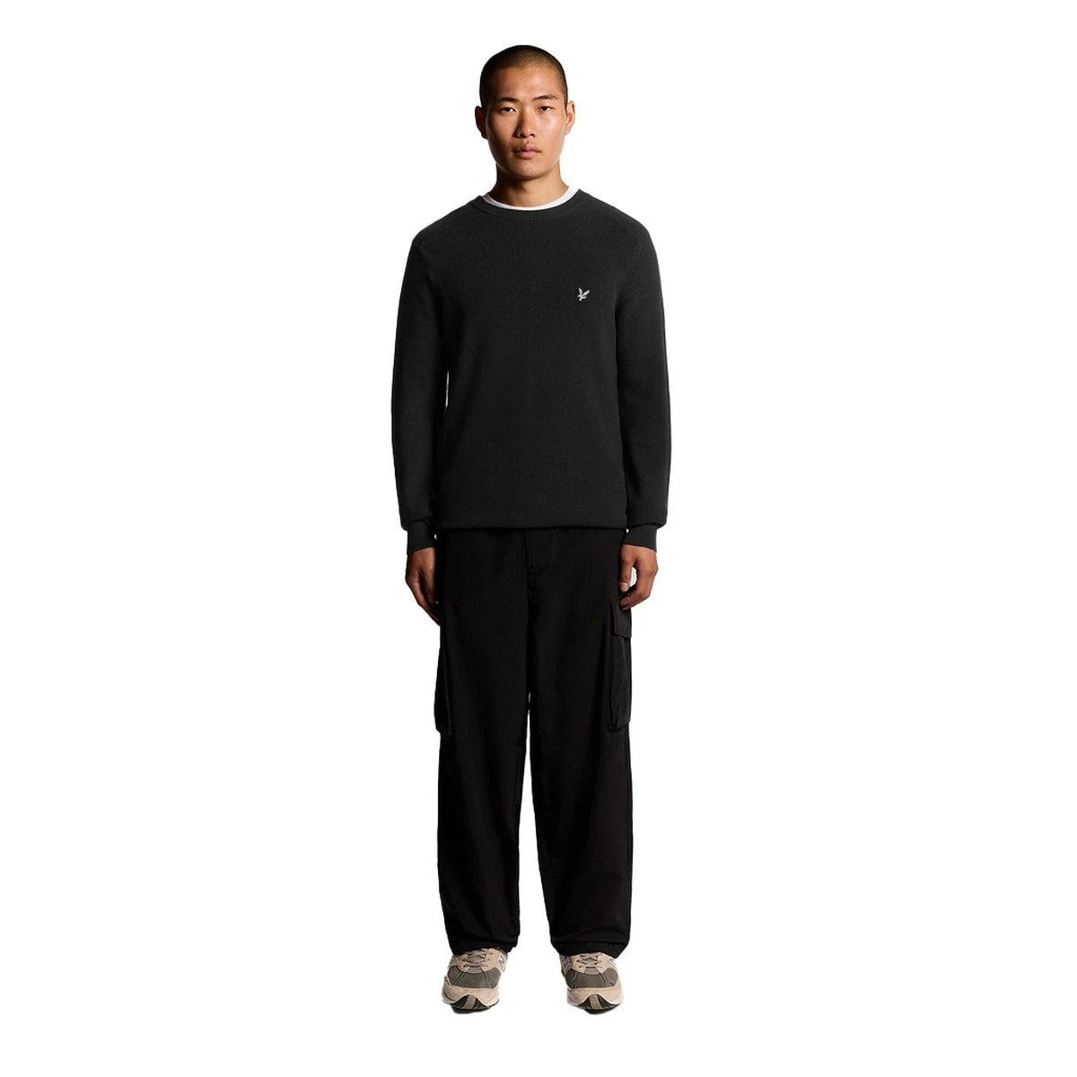 Lyle & Scott ribbed crew neck sweater Black