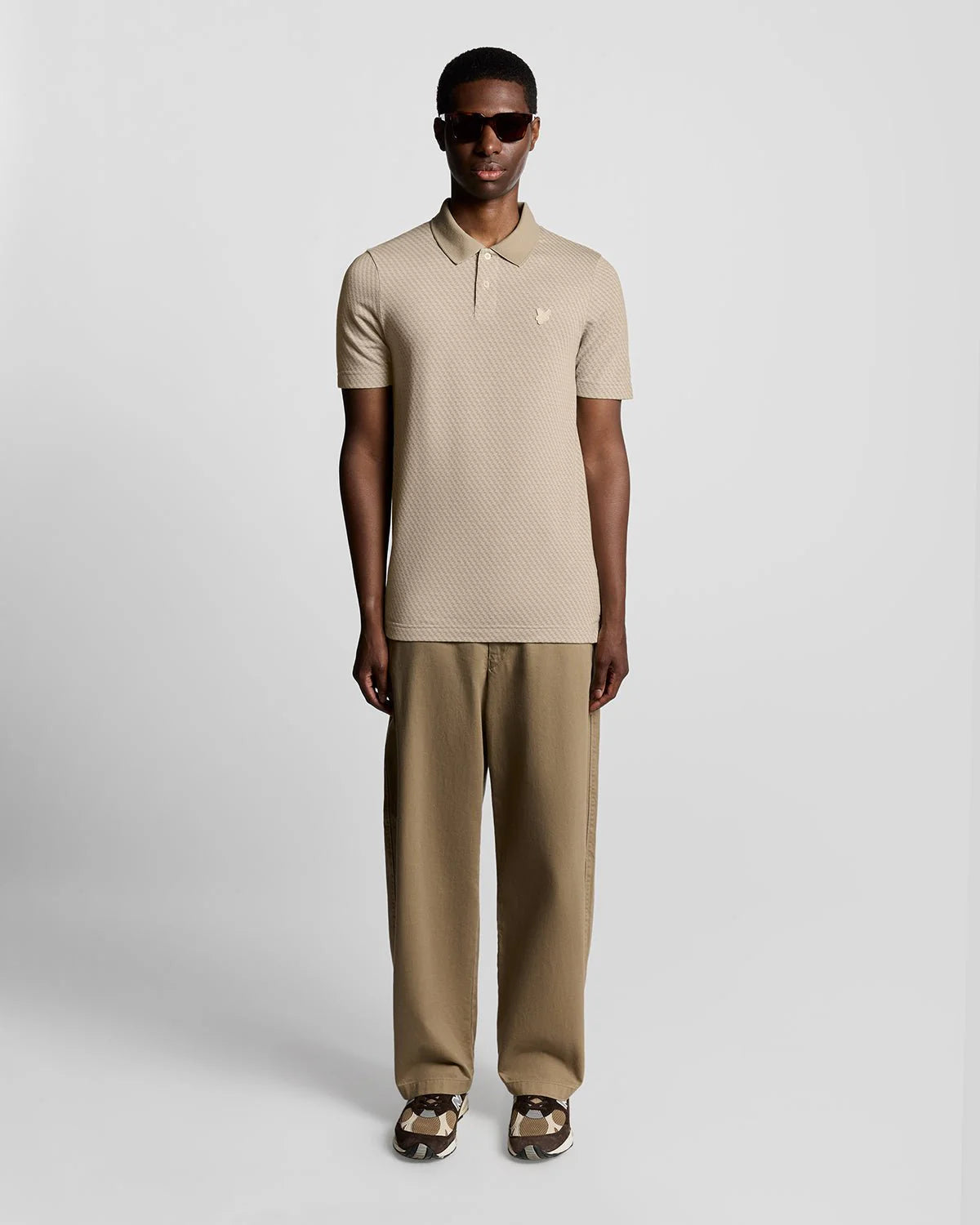 Lyle & Scott Graphic Jacquard Polo Shirt Natural