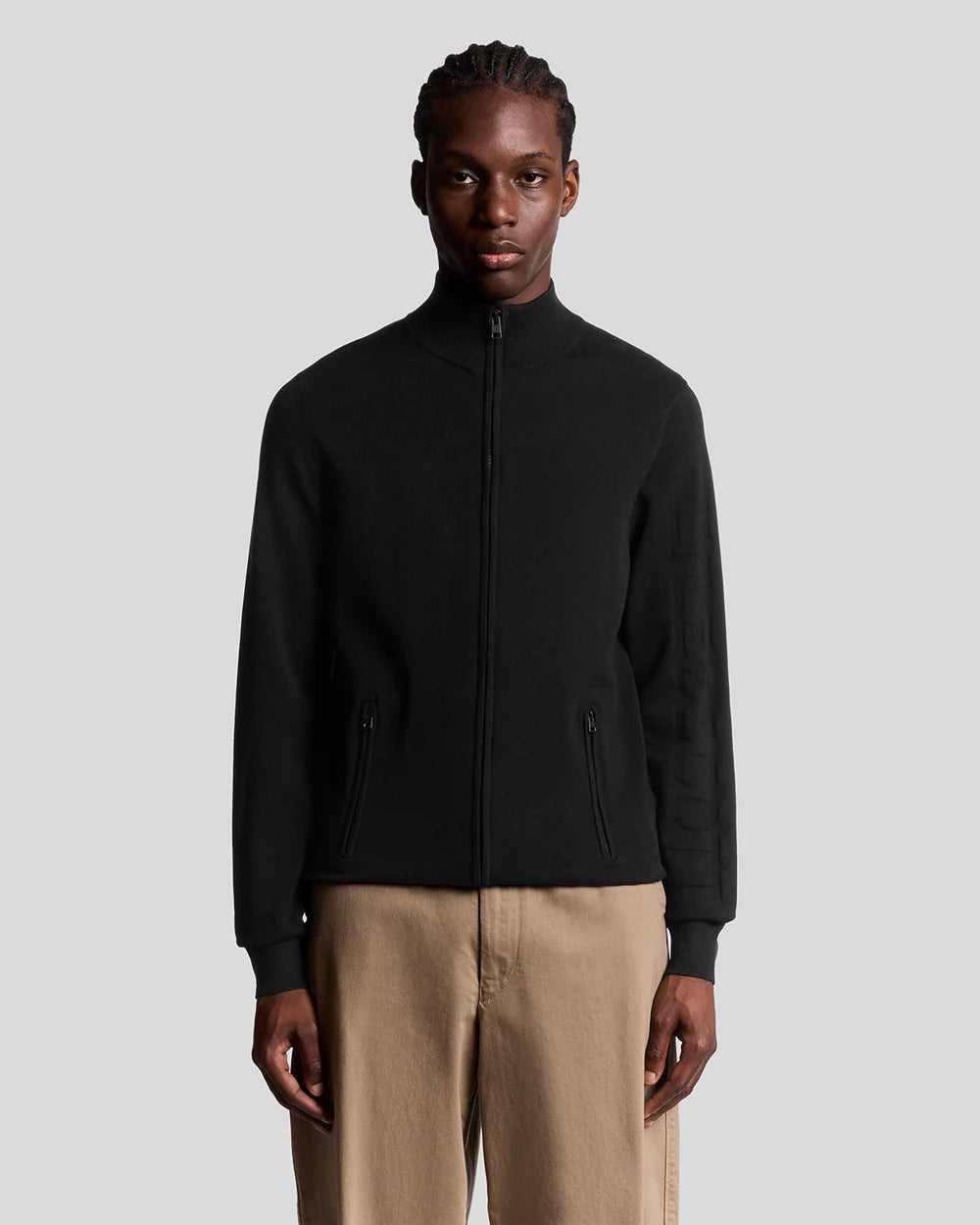 Lyle & Scott Mesh Logo Gebreid Track Jacket Black