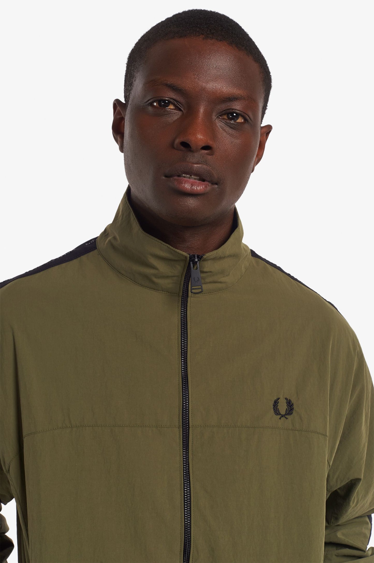 Fred Perry Tonal Taped Shell Jacket Army Green