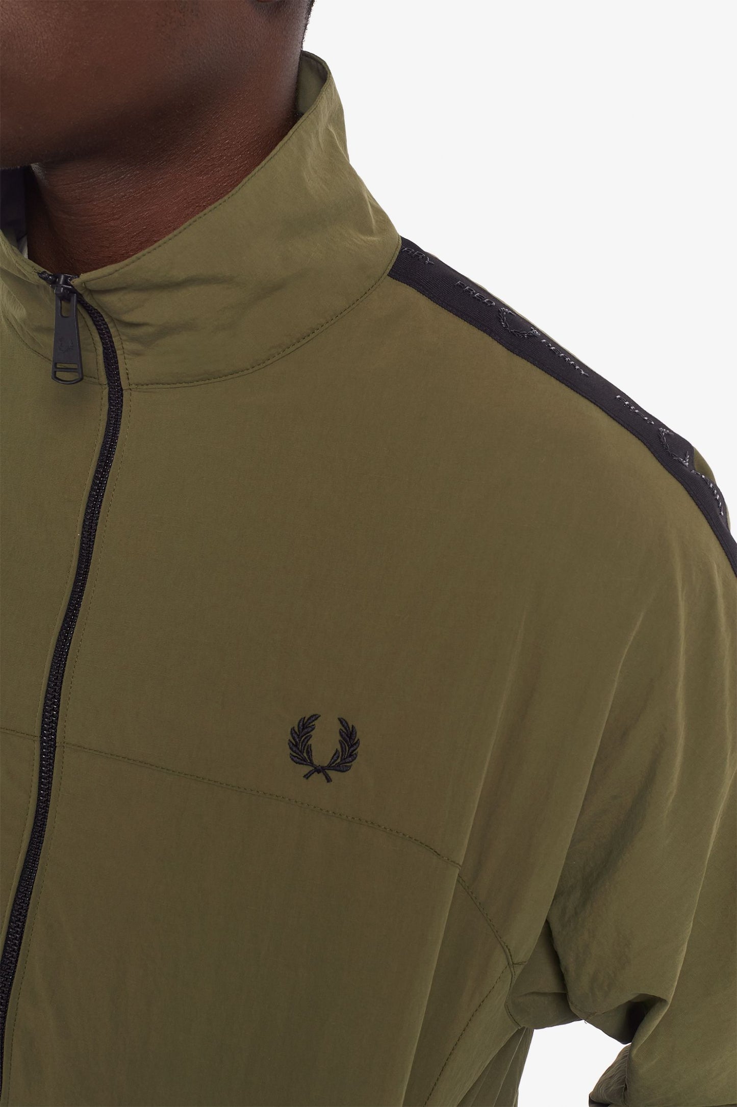 Fred Perry Tonal Taped Shell Jacket Army Green