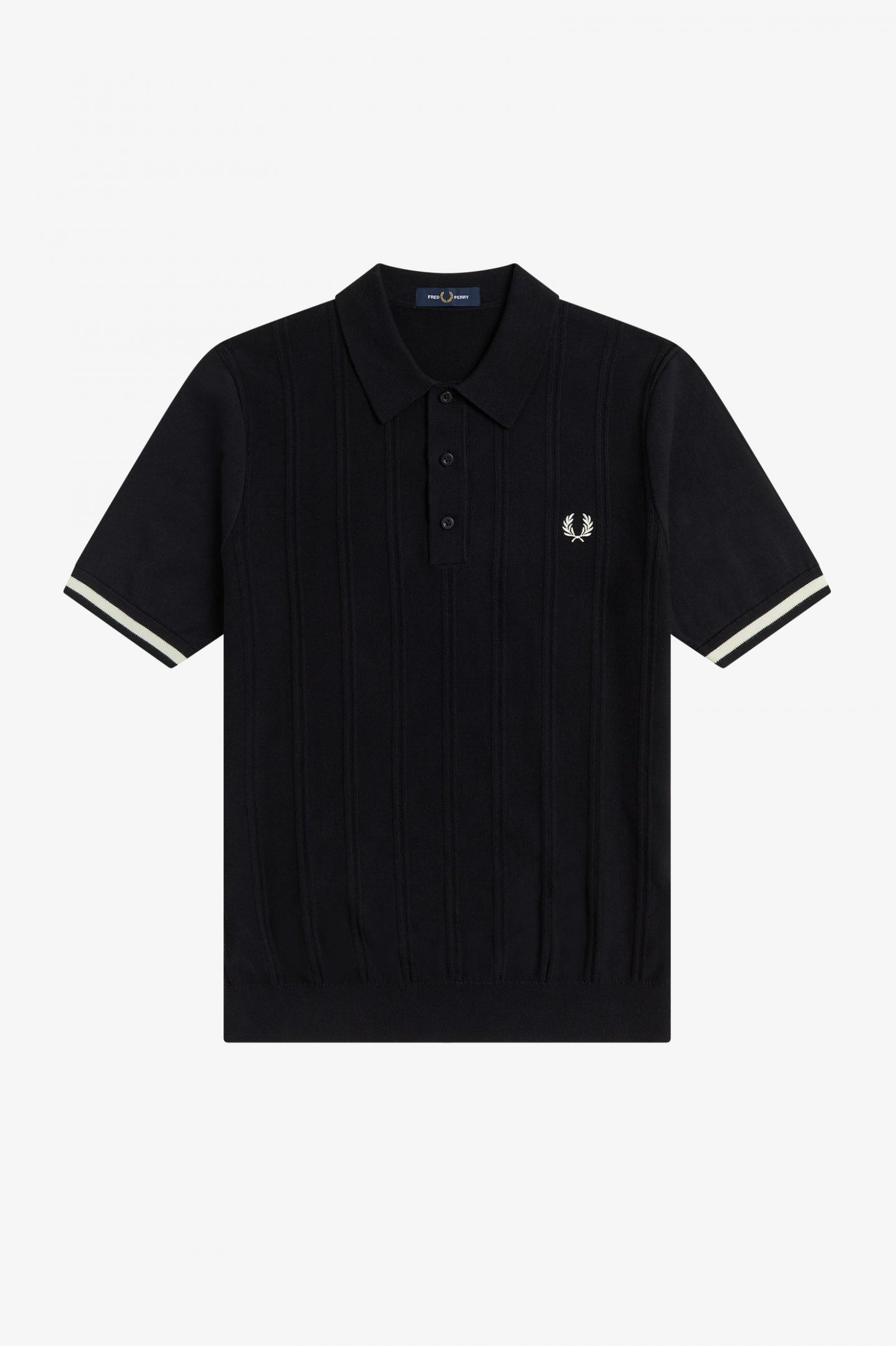 Fred Perry Tipping Texture Knitted Shirt Black