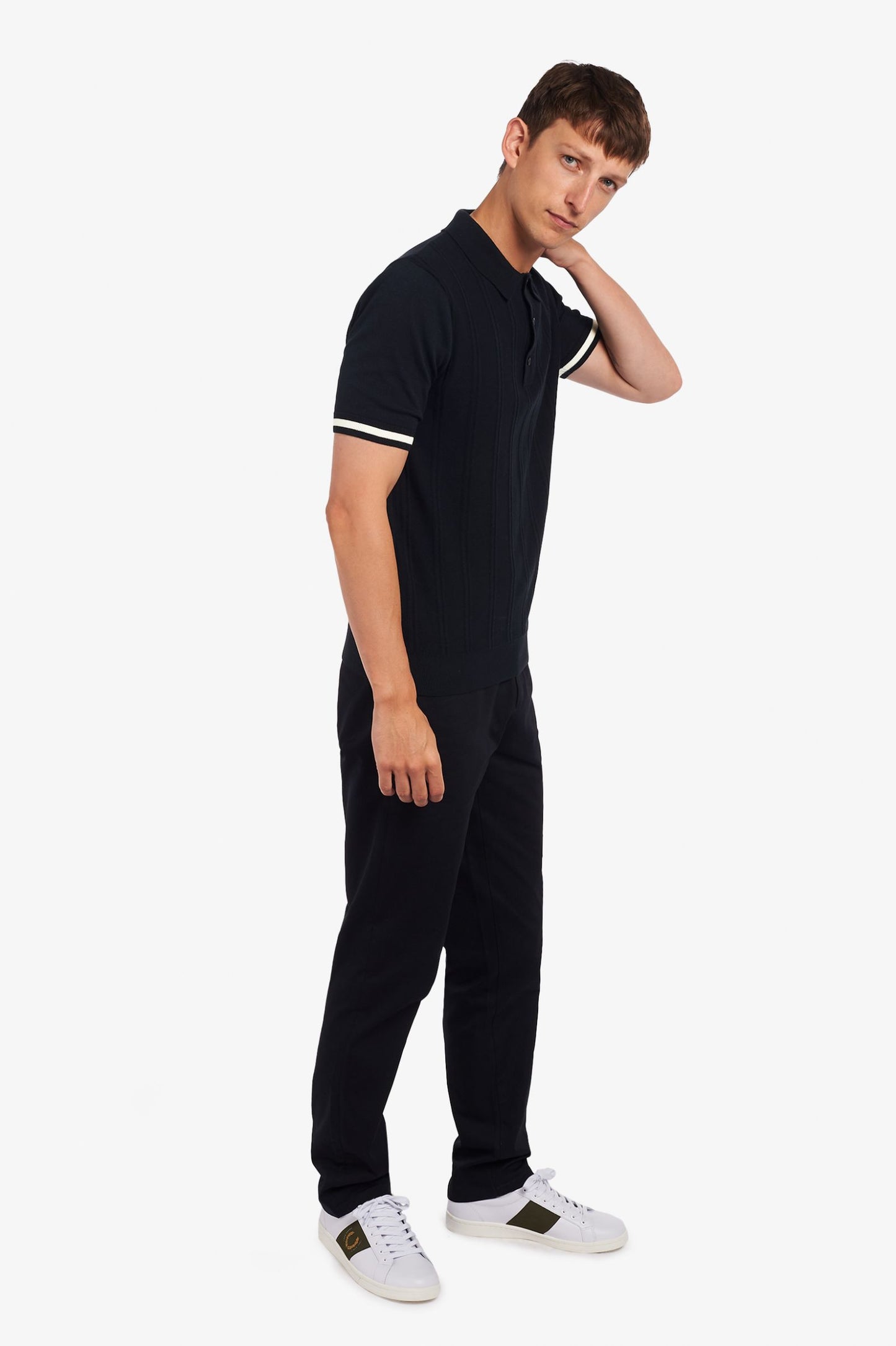Fred Perry Tipping Texture Knitted Shirt Black