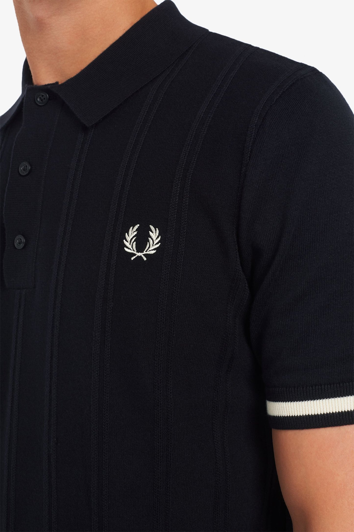 Fred Perry Tipping Texture Knitted Shirt Black