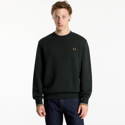 Fred Perry Crew Neck Sweatshirt Nightgreen / Duskblue / Dark Caramel