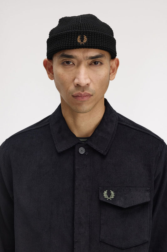 Fred Perry Waffle Beanie Black