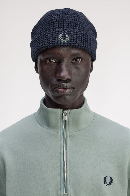 Fred Perry Waffle Beanie Dark Airforce