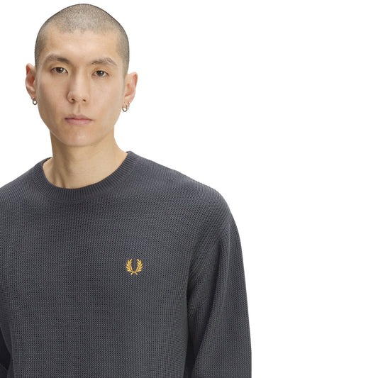 Fred Perry Textured Stripe Jumper Anchor Grey