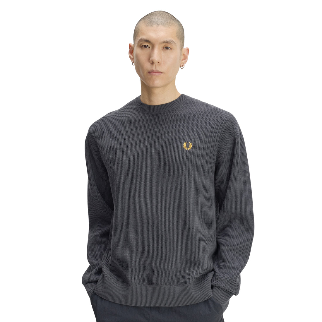 Fred Perry Textured Stripe Jumper Anchor Grey