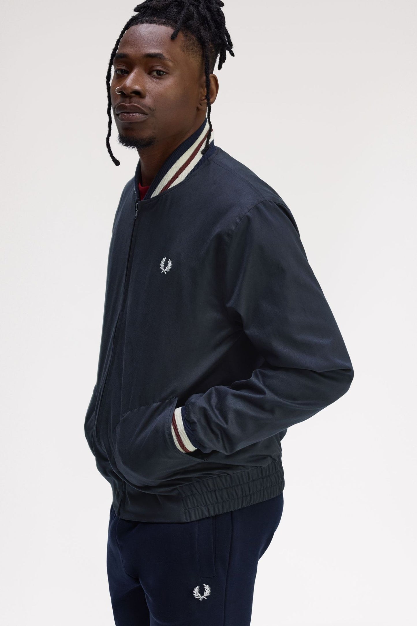 Fred Perry Made In England Twill Tennis Bomber Jacket Navy
