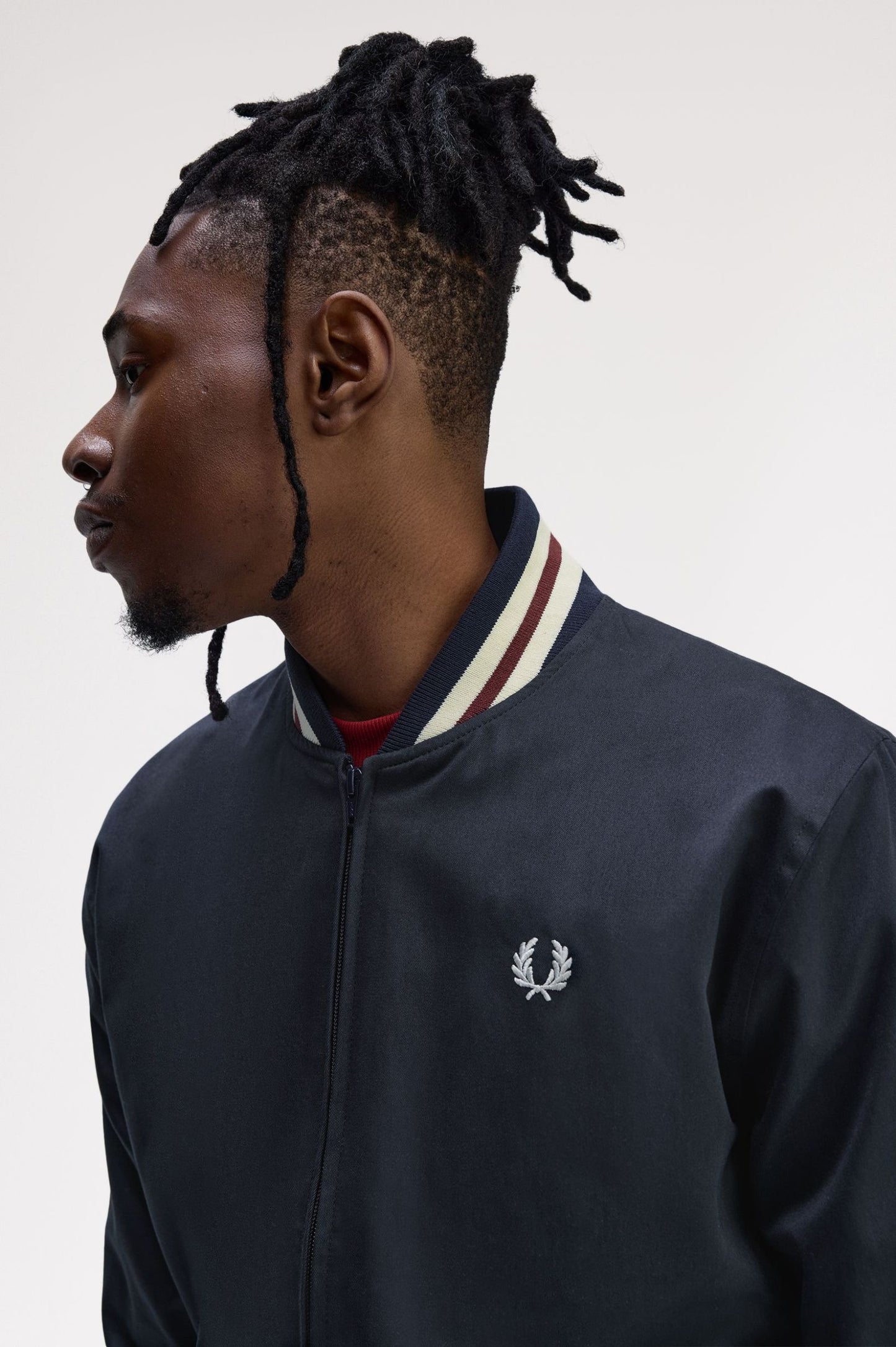 Fred Perry Made In England Twill Tennis Bomber Jacket Navy