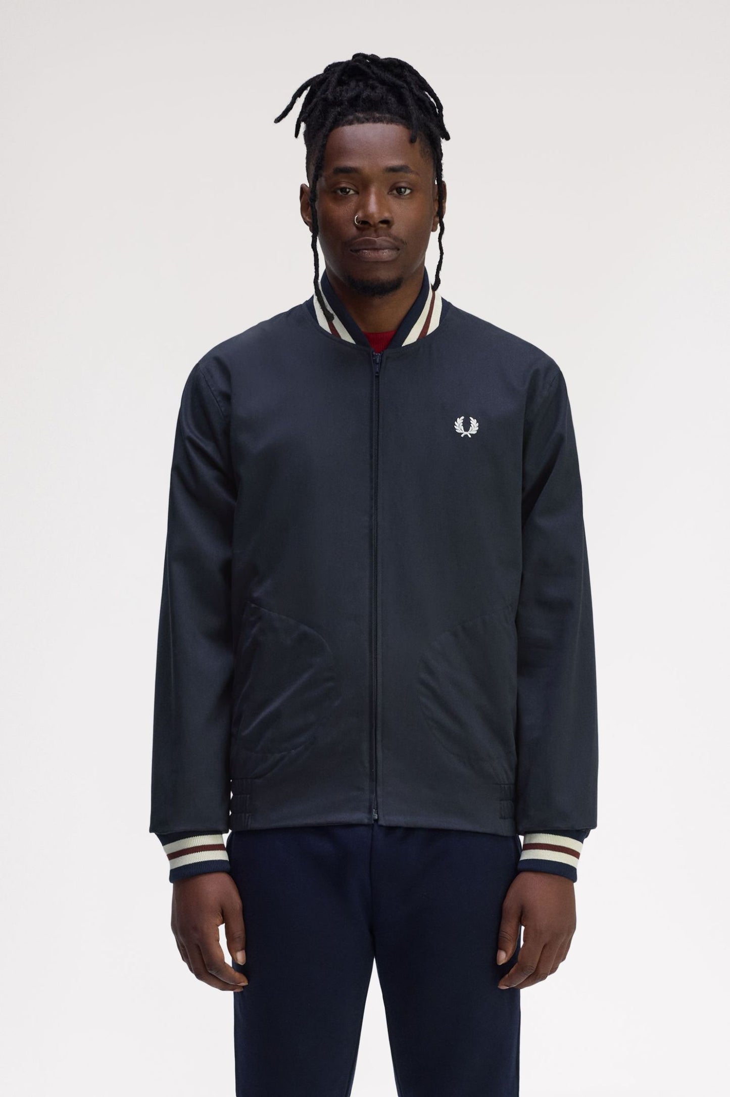 Fred Perry Made In England Twill Tennis Bomber Jacket Navy