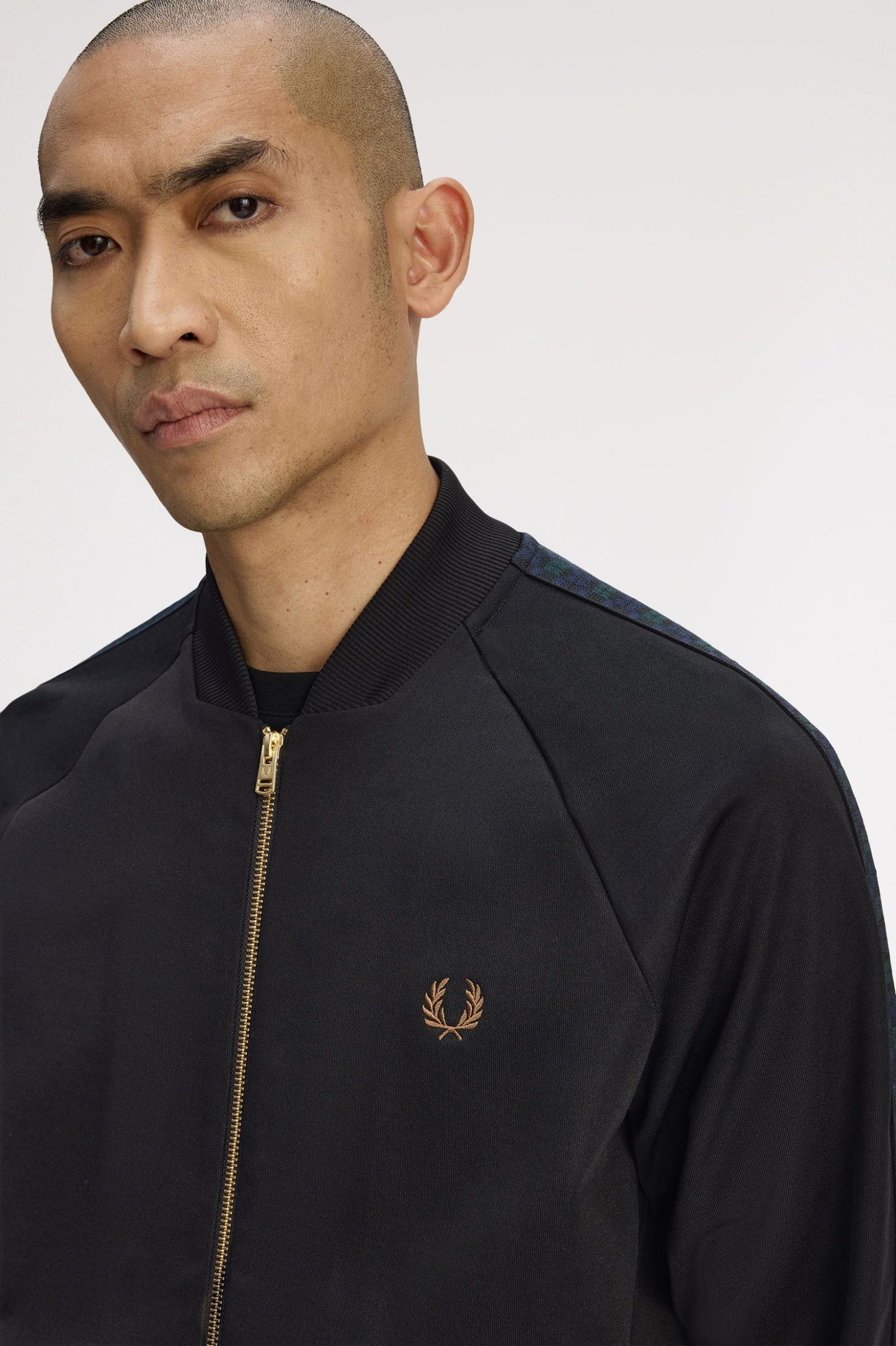 Fred Perry Blackwatch Tartan Taped Track Black