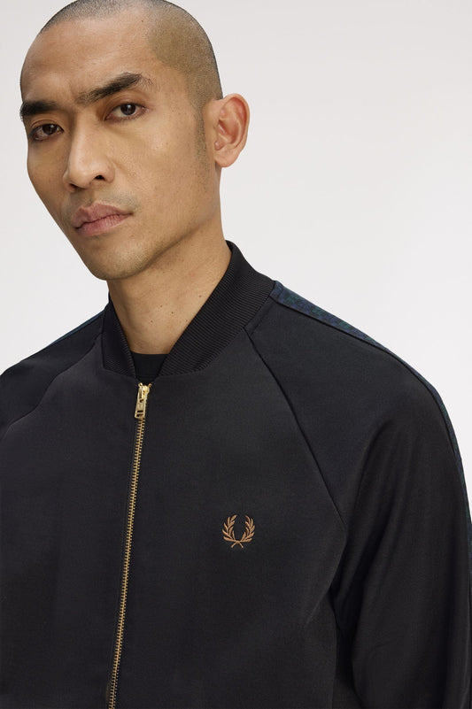 Fred Perry Blackwatch Tartan Taped Track Black
