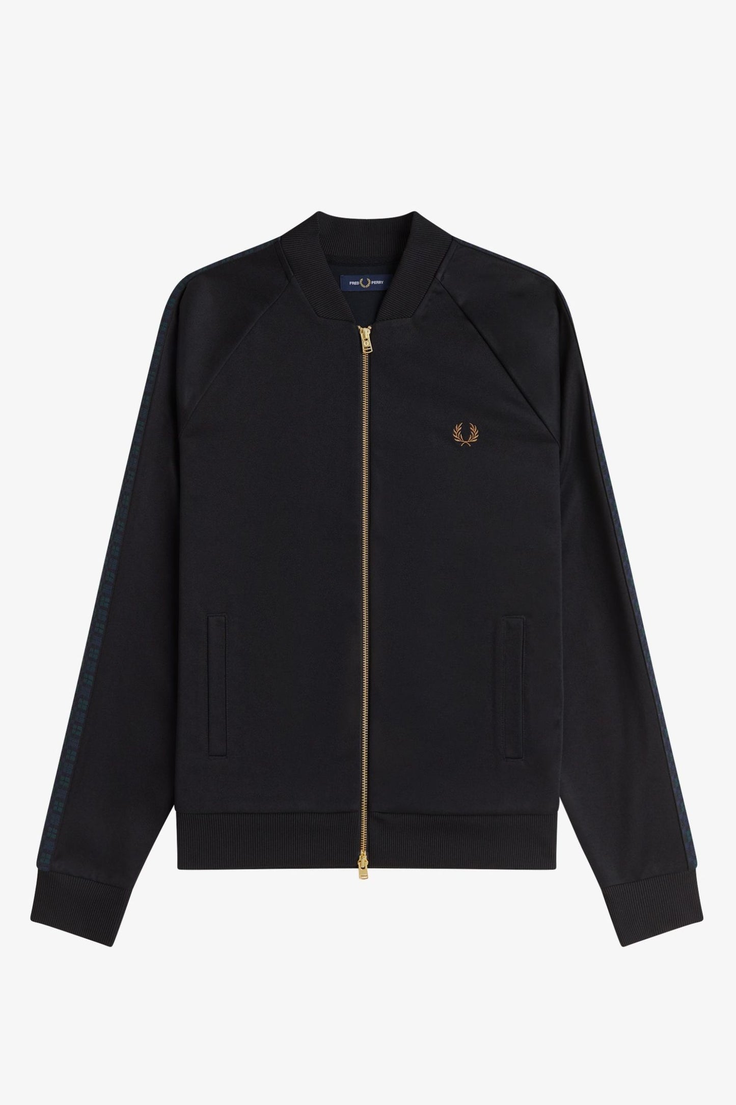 Fred Perry Blackwatch Tartan Taped Track Black