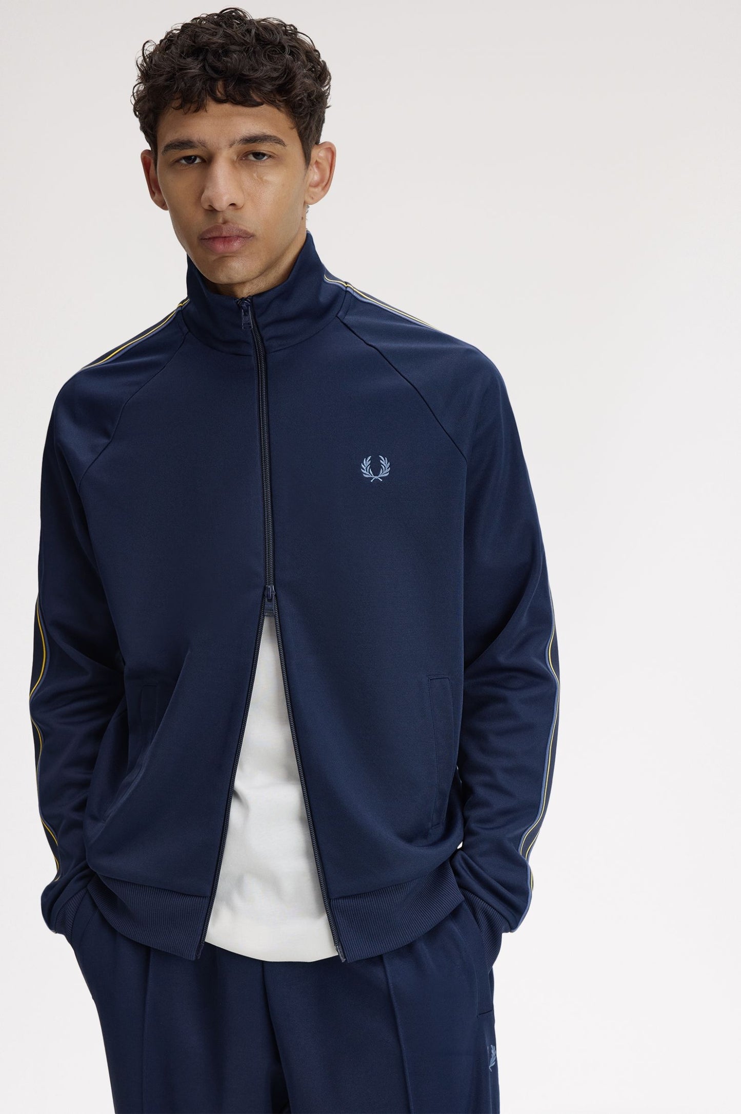 Fred Perry Tramline Tape Track Jacket Tennis Blue