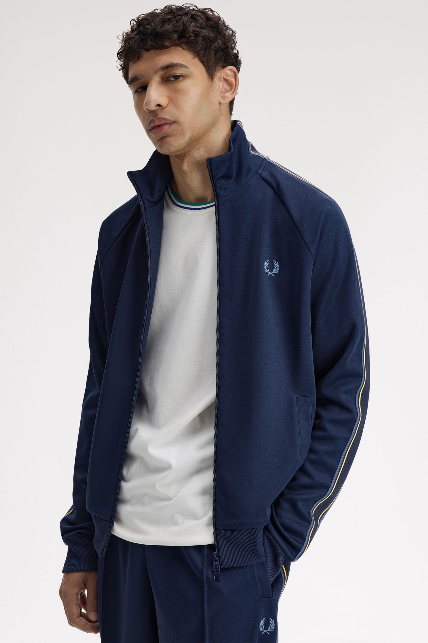 Fred Perry Tramline Tape Track Jacket Tennis Blue