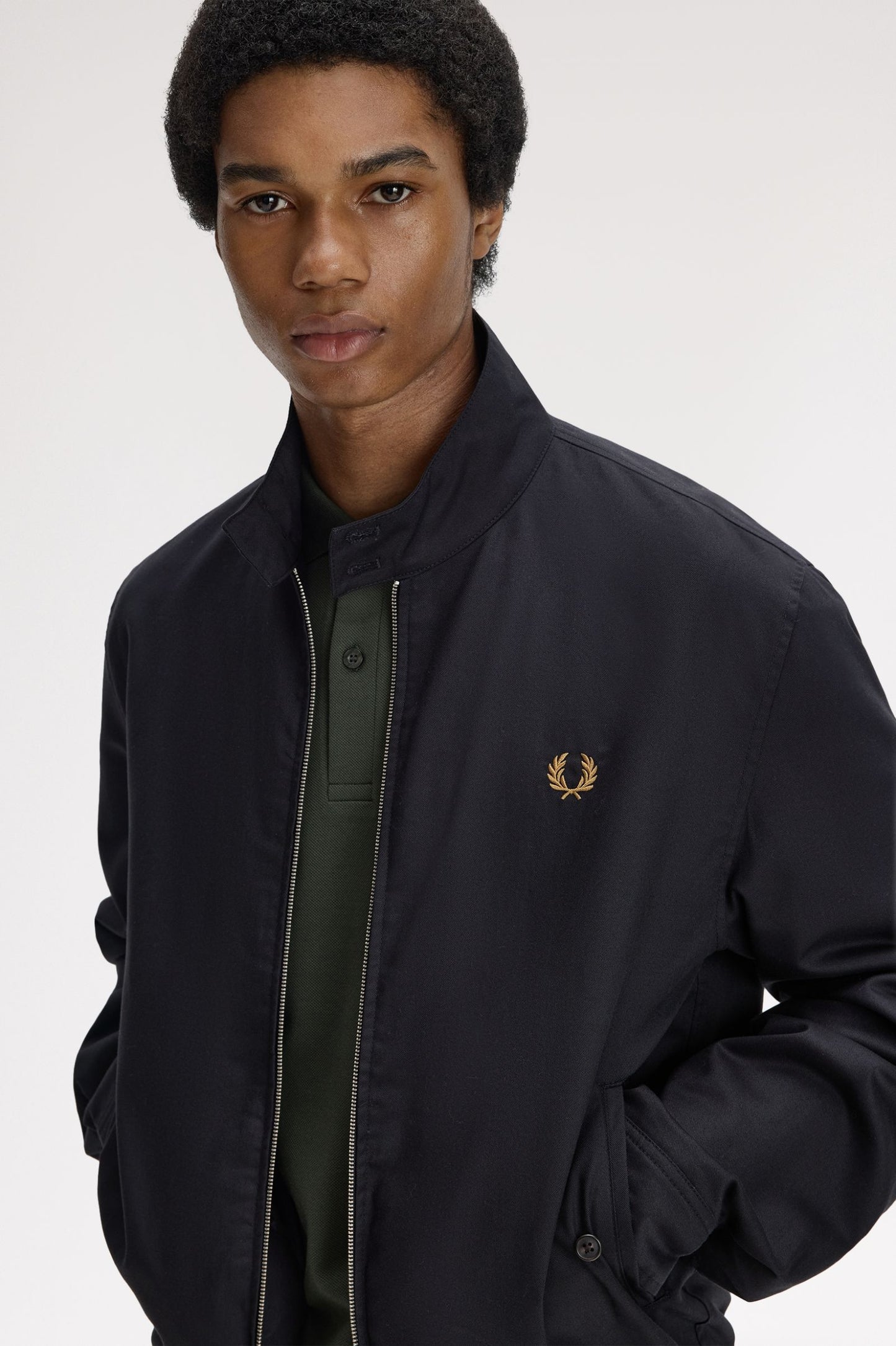 Fred Perry Twill Harrington Jacket Black