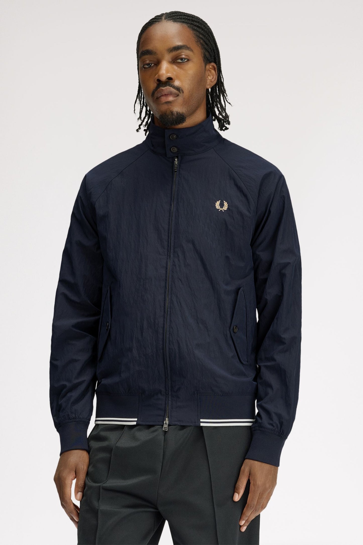 Fred Perry Crinkle Harrington Jacket Navy