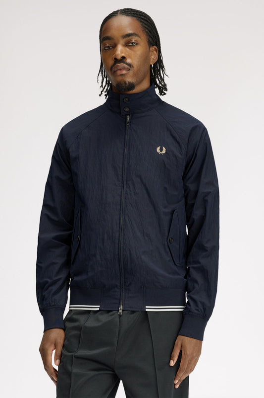 Fred Perry Crinkle Harrington Jacket Navy