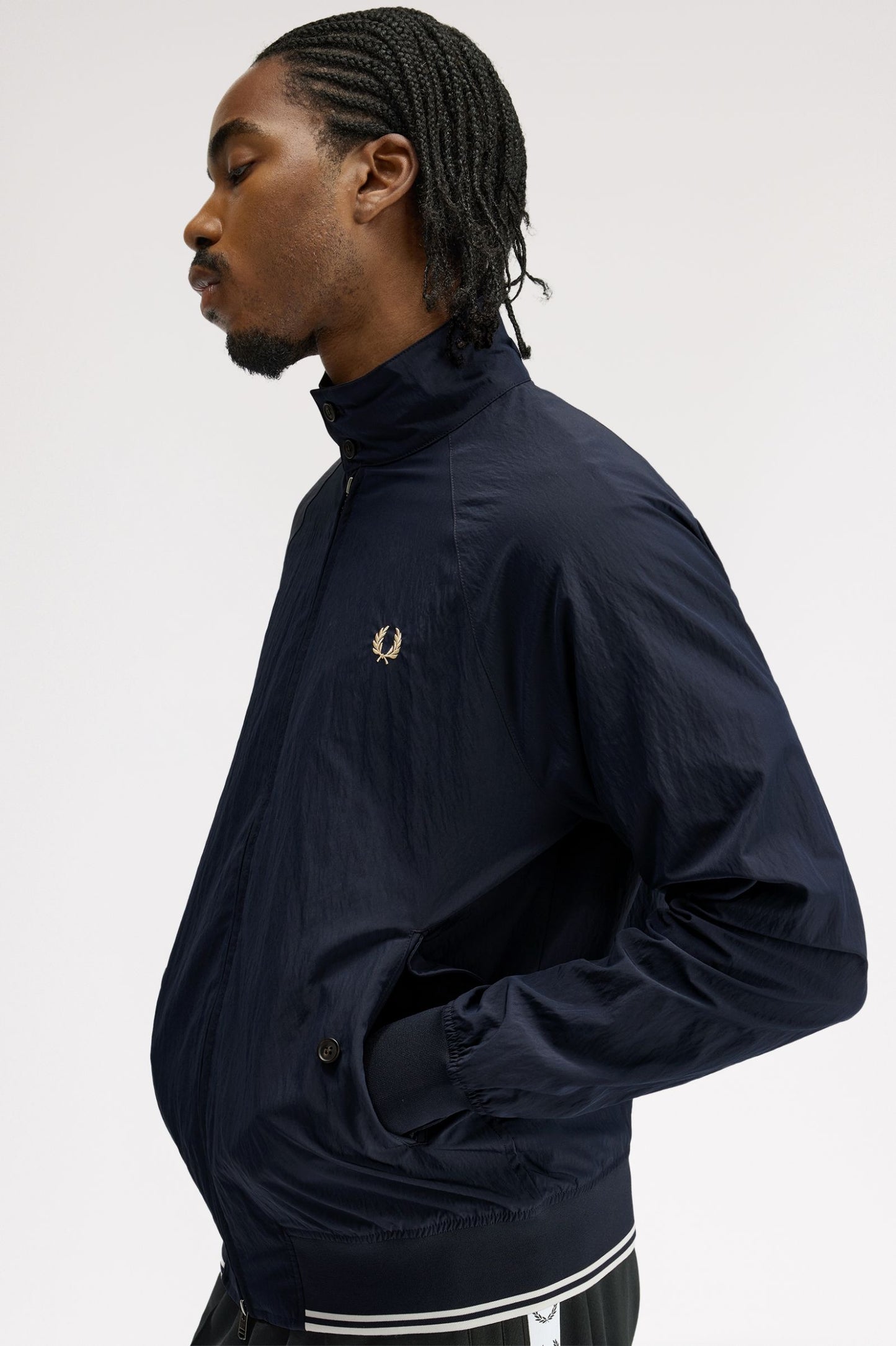 Fred Perry Crinkle Harrington Jacket Navy