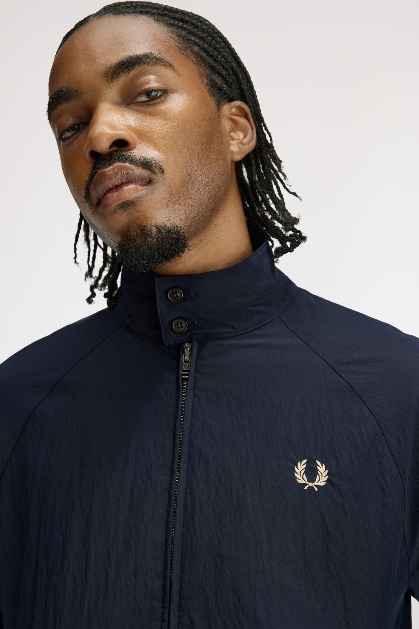 Fred Perry Crinkle Harrington Jacket Navy
