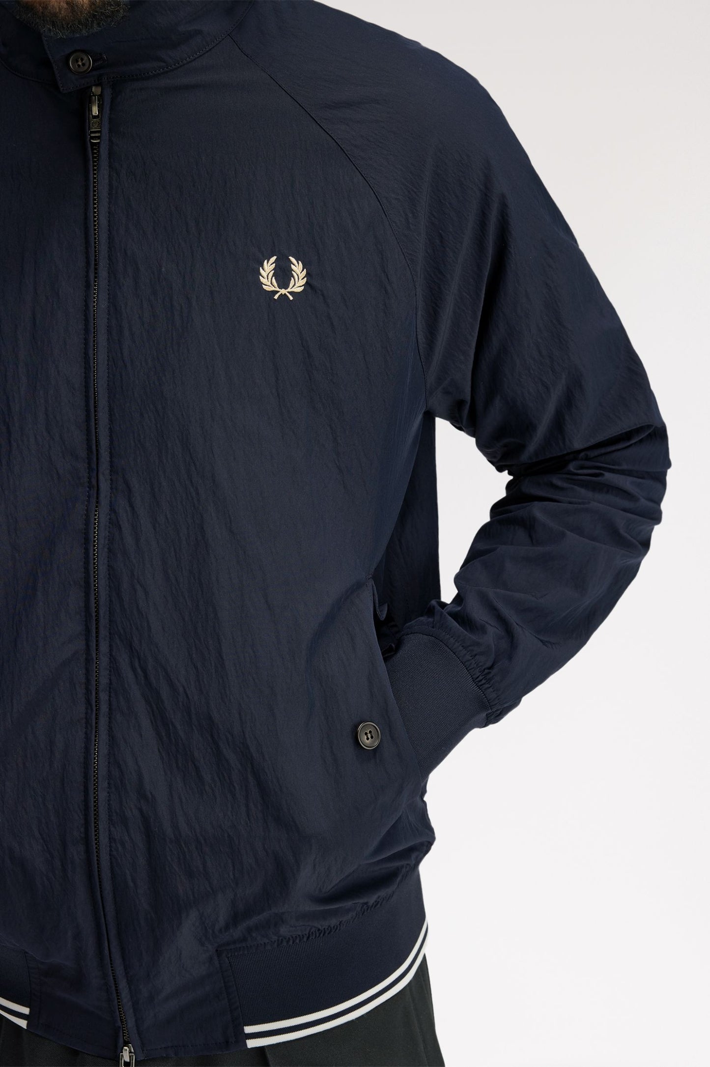 Fred Perry Crinkle Harrington Jacket Navy