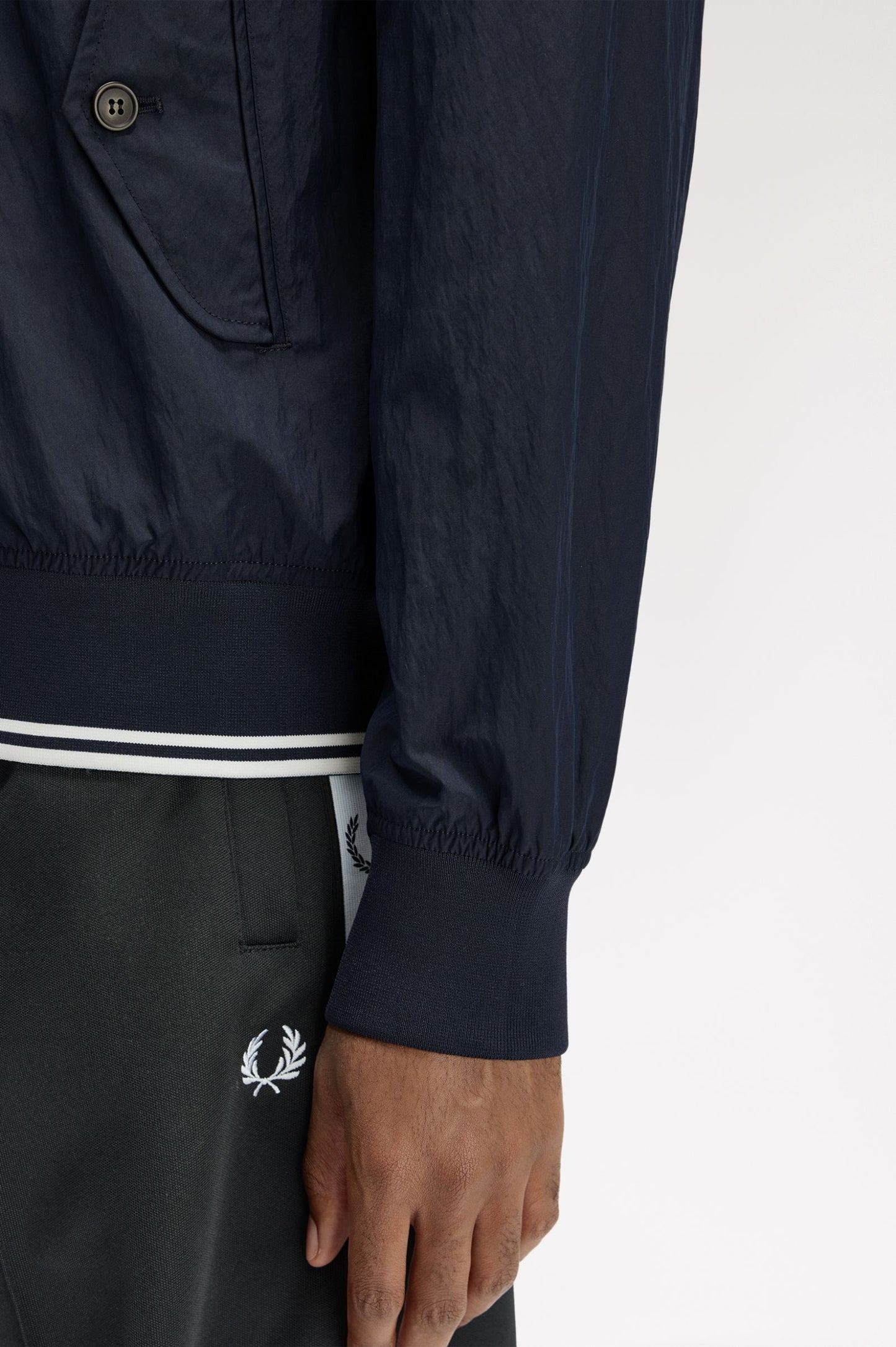 Fred Perry Crinkle Harrington Jacket Navy
