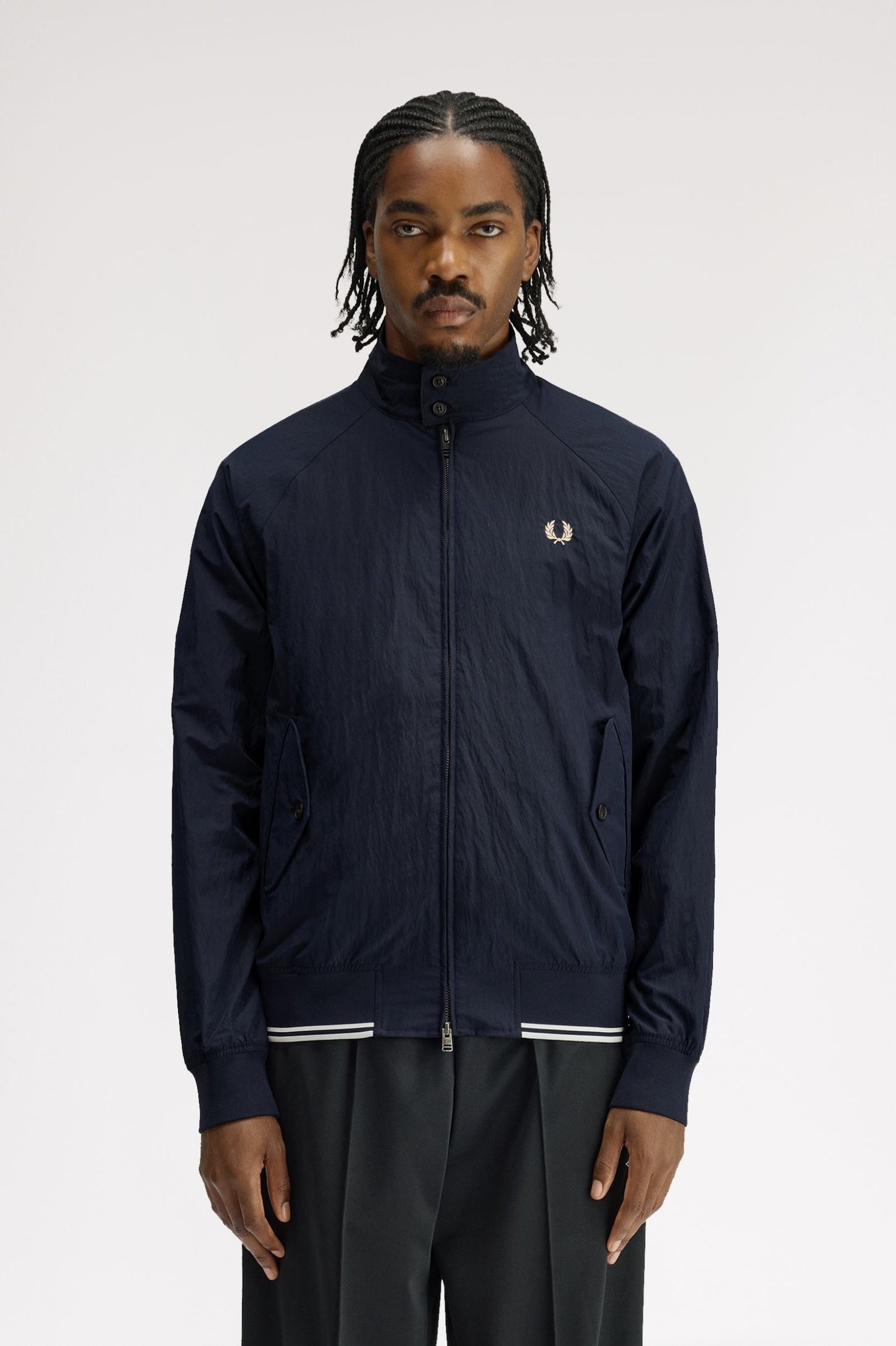 Fred Perry Crinkle Harrington Jacket Navy