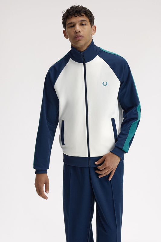Fred Perry Contrast Sleeve Track Jacket Snow White