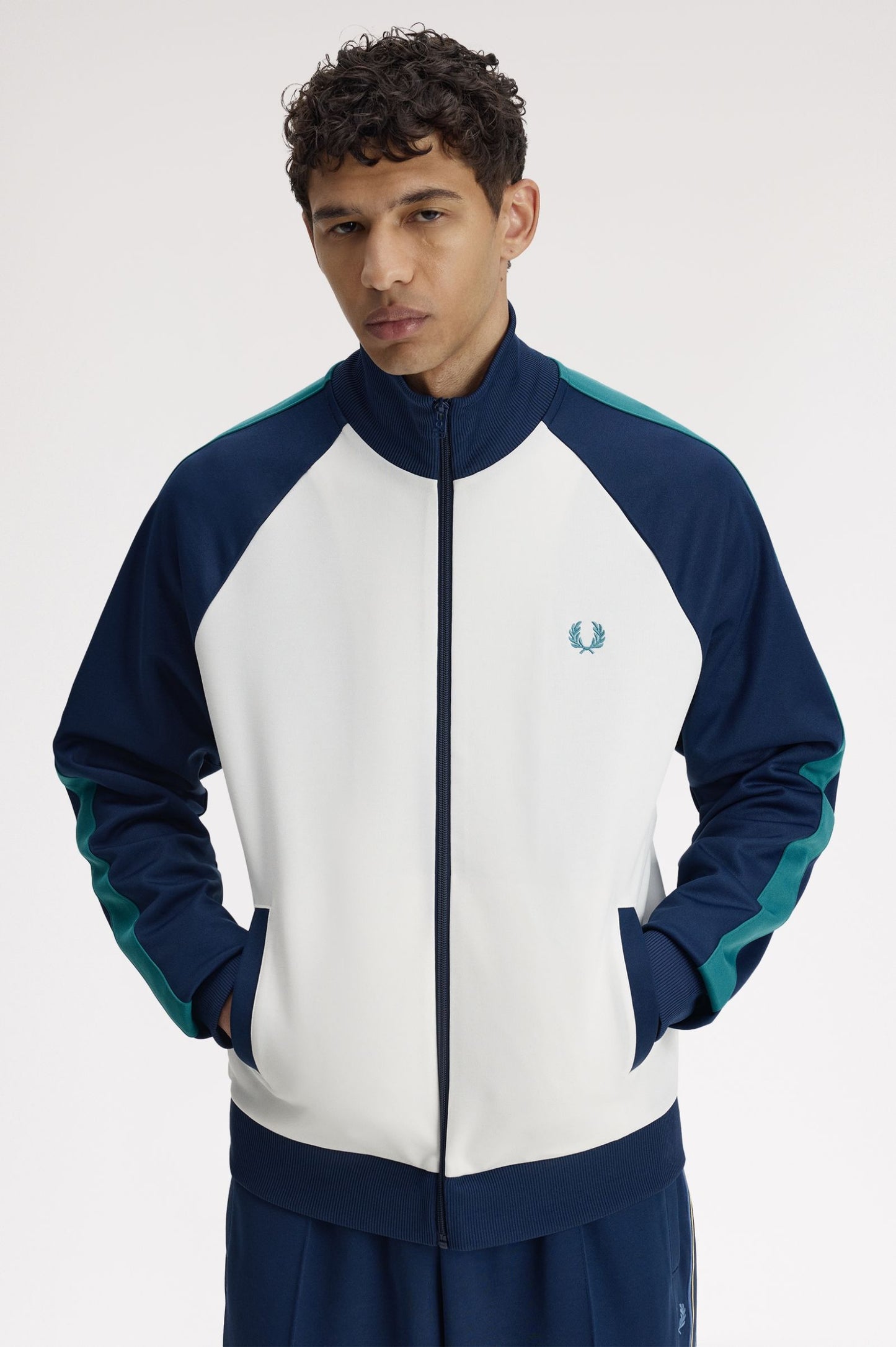Fred Perry Contrast Sleeve Track Jacket Snow White