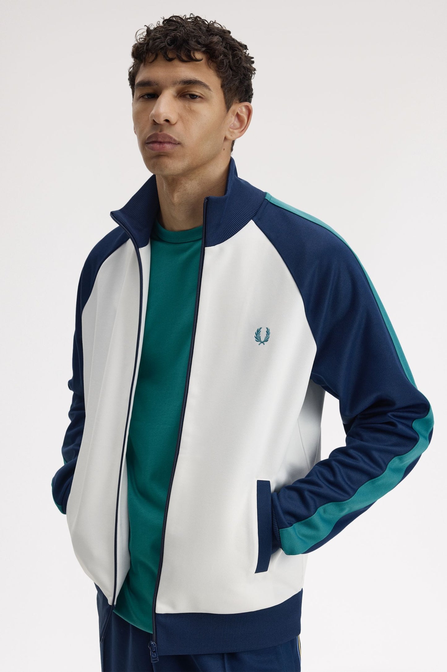 Fred Perry Contrast Sleeve Track Jacket Snow White