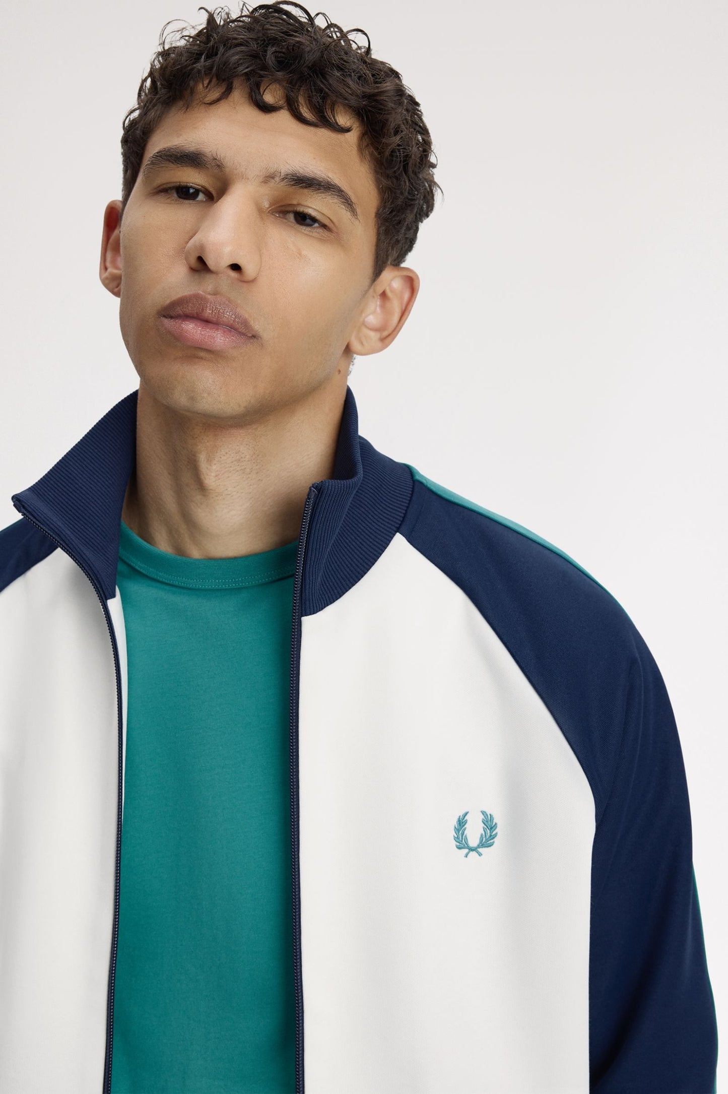 Fred Perry Contrast Sleeve Track Jacket Snow White