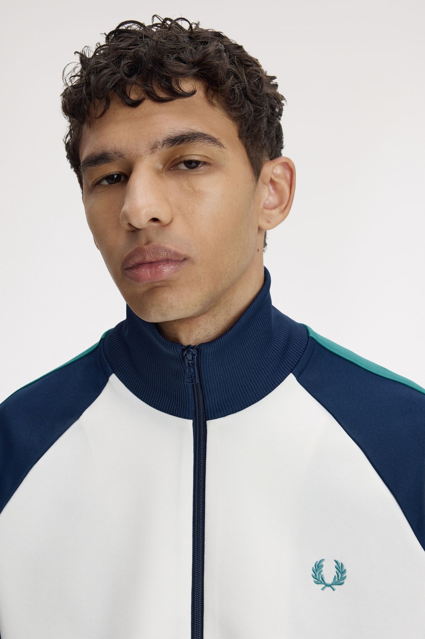 Fred Perry Contrast Sleeve Track Jacket Snow White