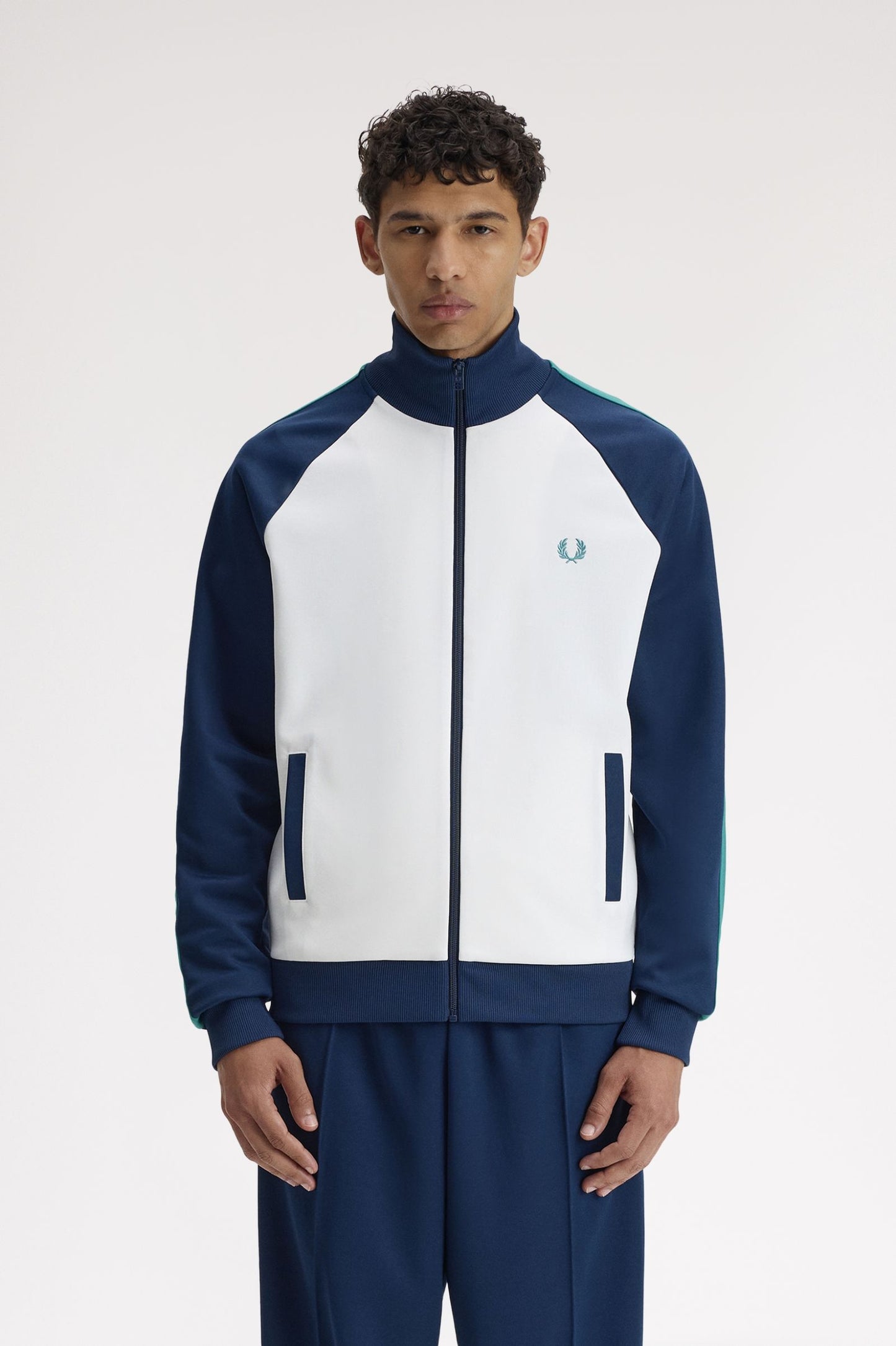 Fred Perry Contrast Sleeve Track Jacket Snow White