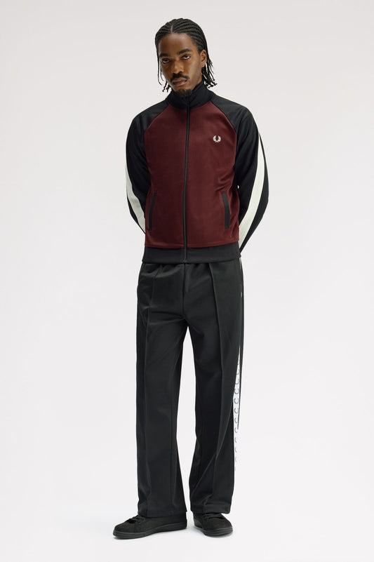 Fred Perry Contrast Sleeve Track Jacket Oxblood