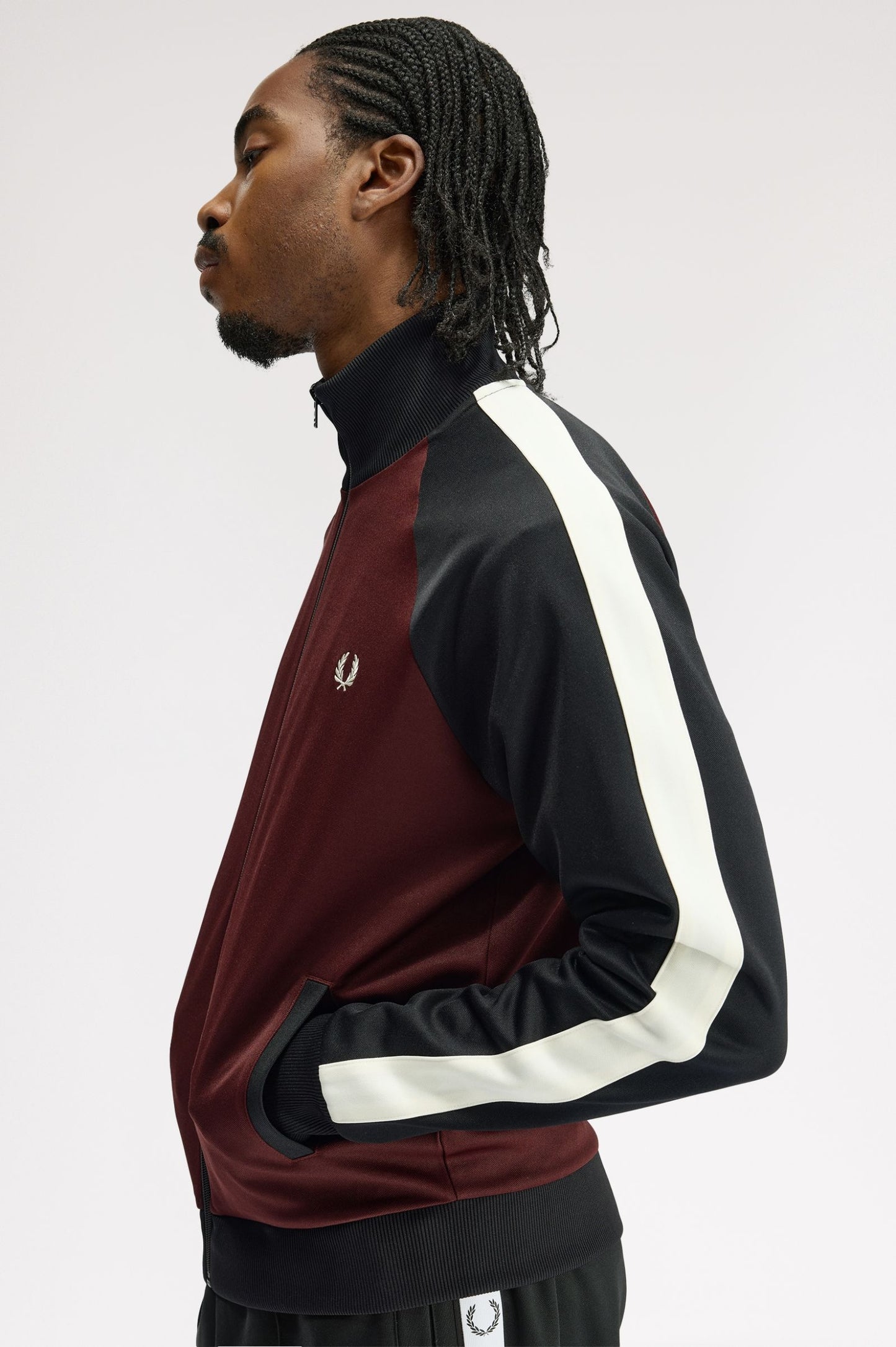 Fred Perry Contrast Sleeve Track Jacket Oxblood