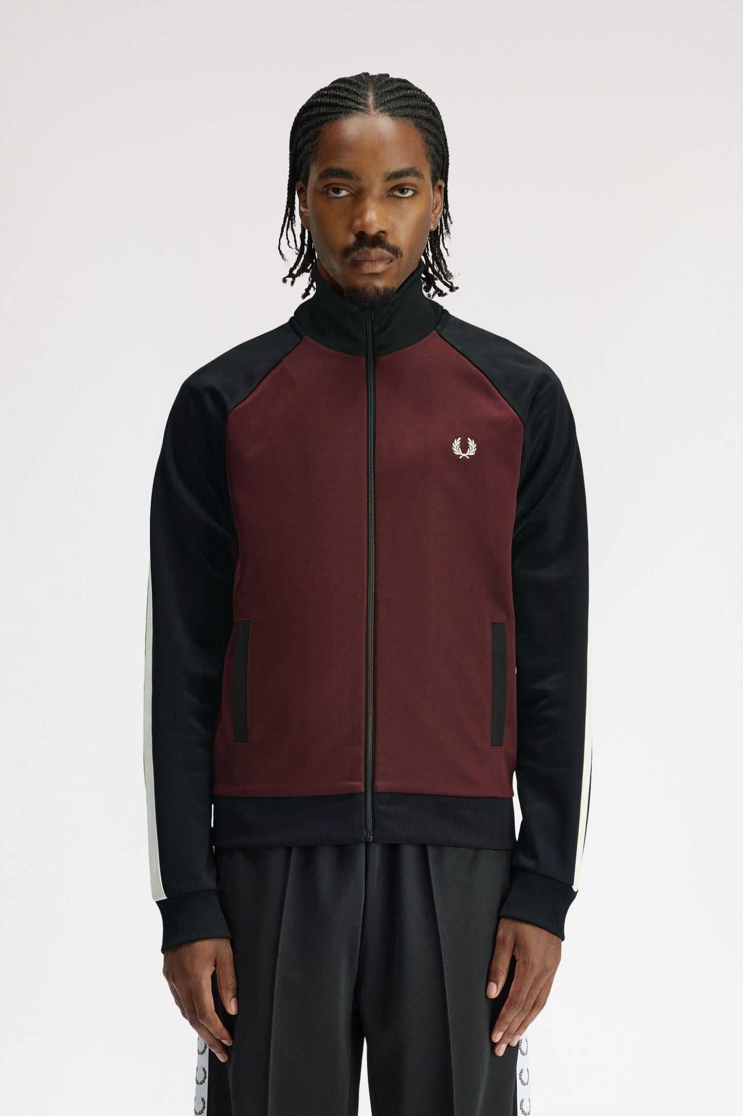 Fred Perry Contrast Sleeve Track Jacket Oxblood