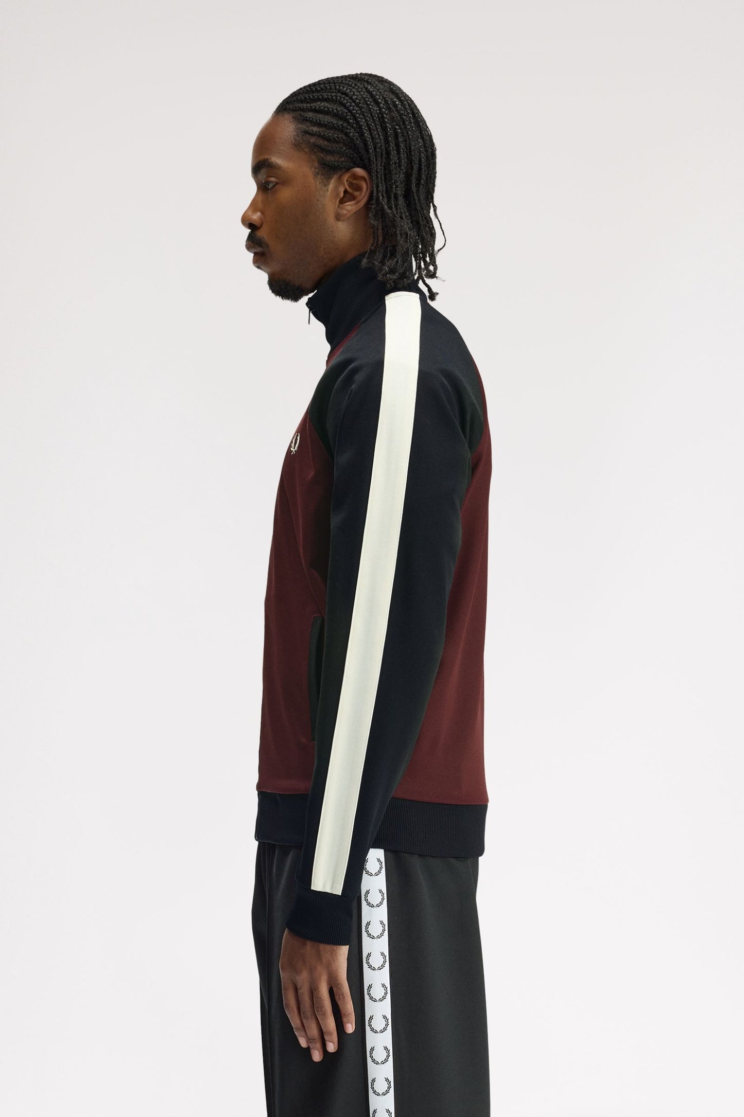 Fred Perry Contrast Sleeve Track Jacket Oxblood