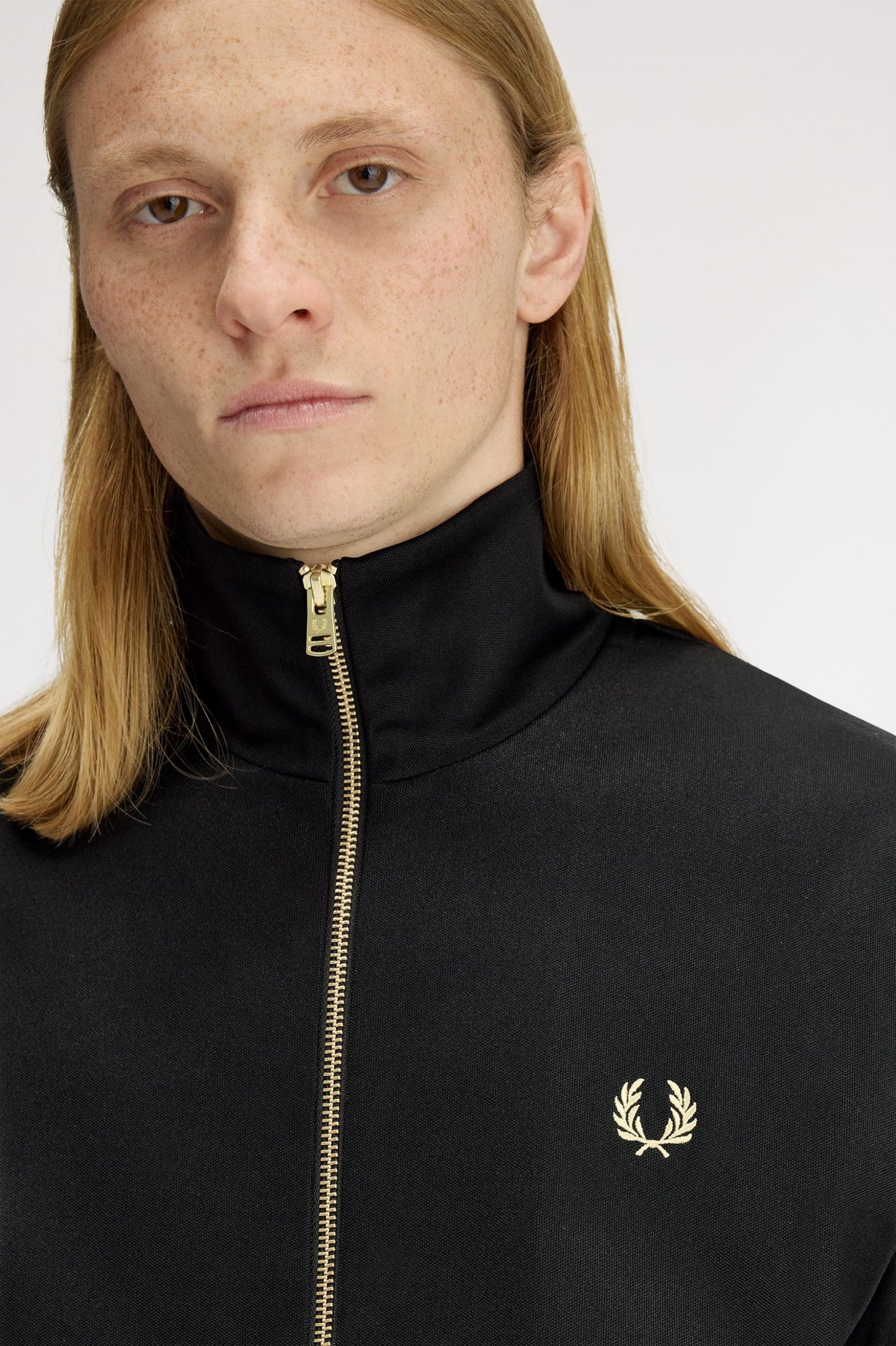 Fred Perry Stripe Tape Track Jacket Black / Champagne