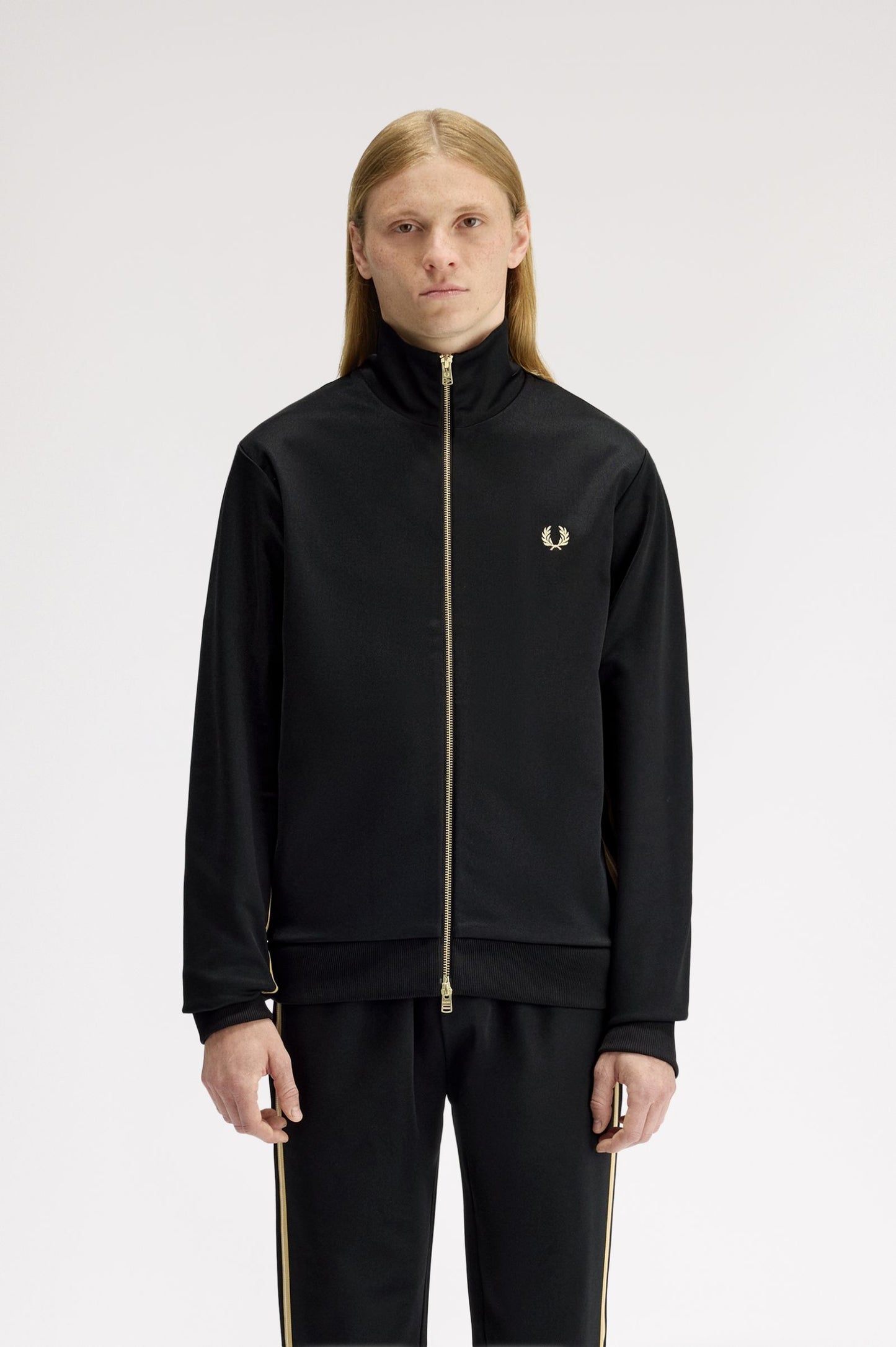 Fred Perry Stripe Tape Track Jacket Black / Champagne
